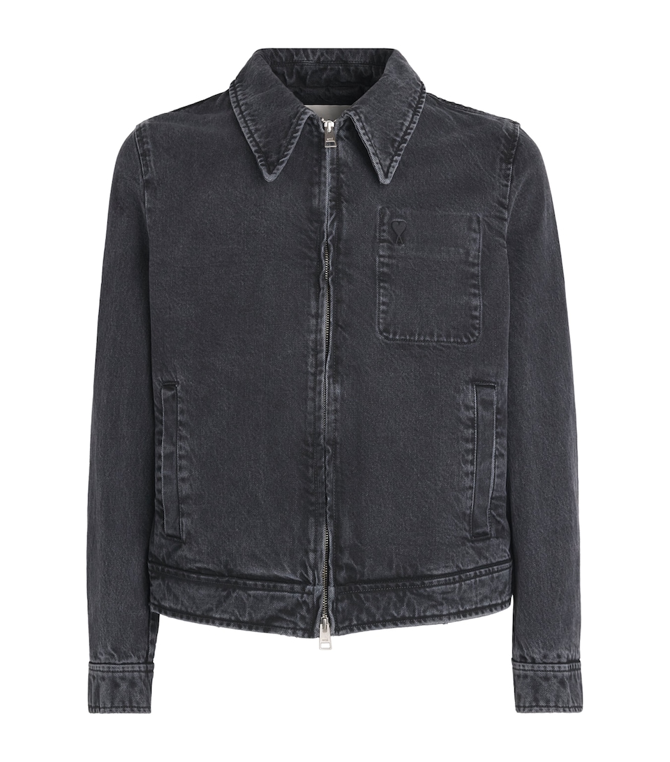 AMI Paris Mens Ami de Coeur Denim Jacket Noir Used