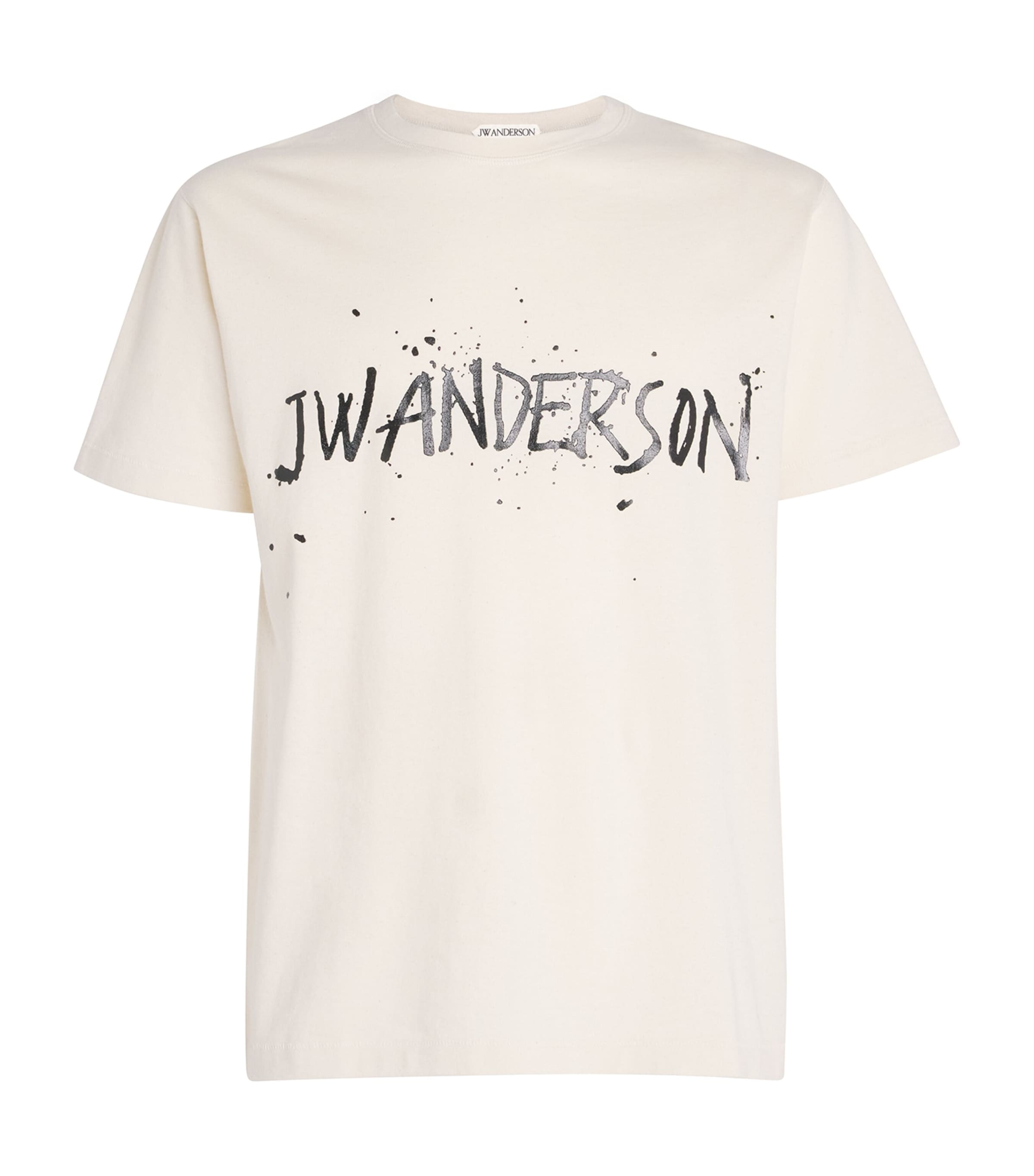 JW Anderson Mens Paint Splatter Logo T-Shirt Ecru
