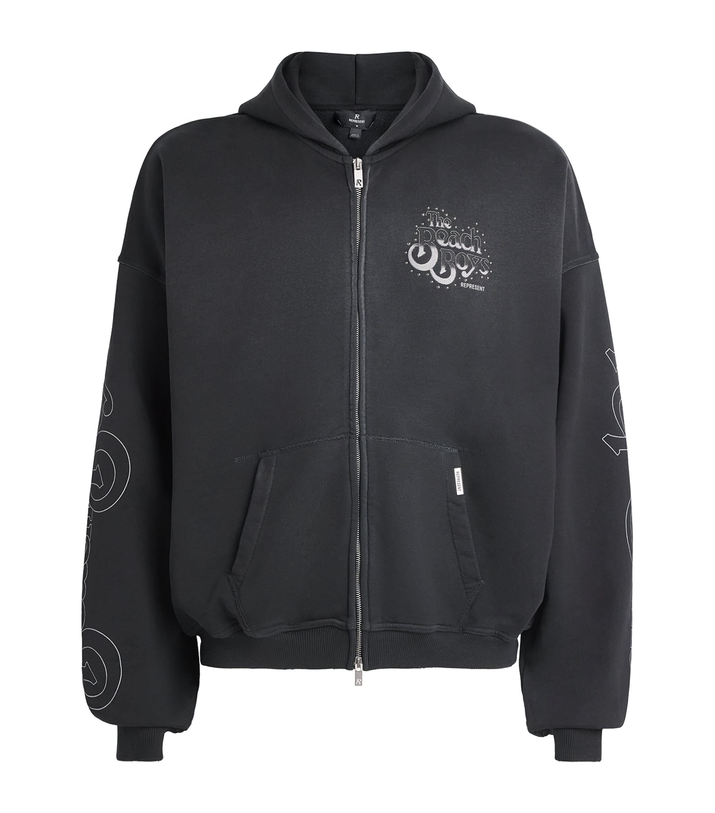 Represent Mens Beach Boys Endless Summer Zip-Up Hoodie Stained Black