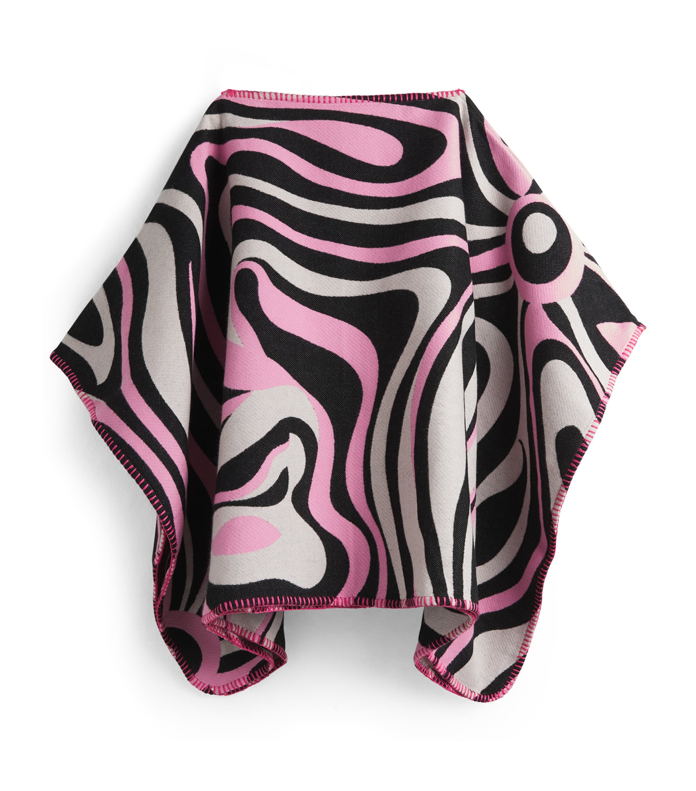 PUCCI Junior Cotton-Wool-Silk Swirl Cape (4-14 Years) Pink/black