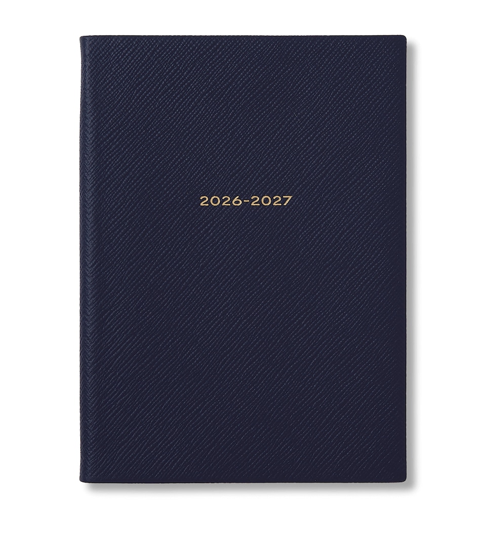 Smythson Leather Soho Weekly Diary 2026-2027 Navy