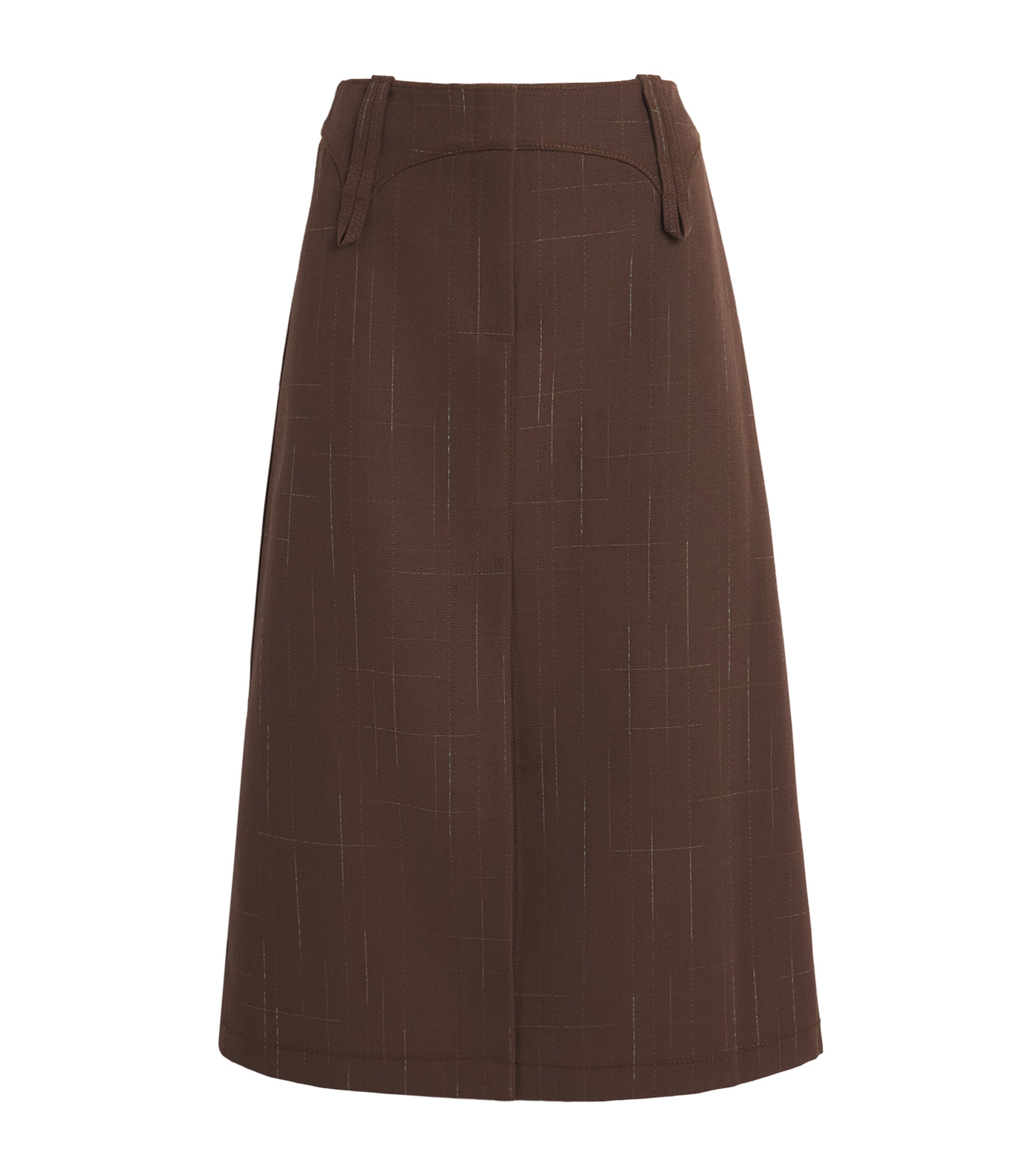 Tory Burch Womens Stretch-Wool Midi Skirt Chocolate