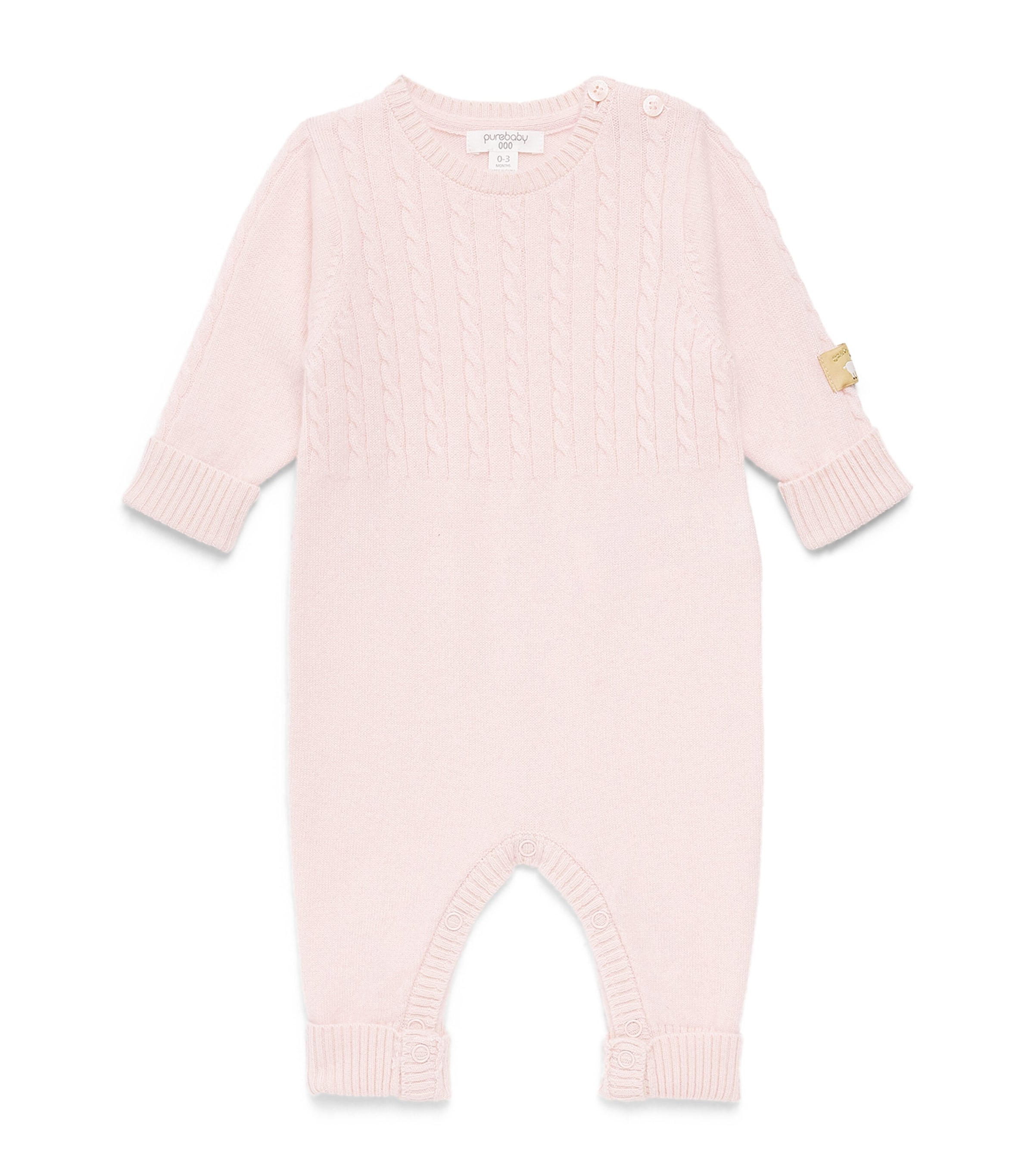 Purebaby Cashmere Cable-Knit Playsuit (0-3 Months) Pnpmel Pale Pnk Mlng