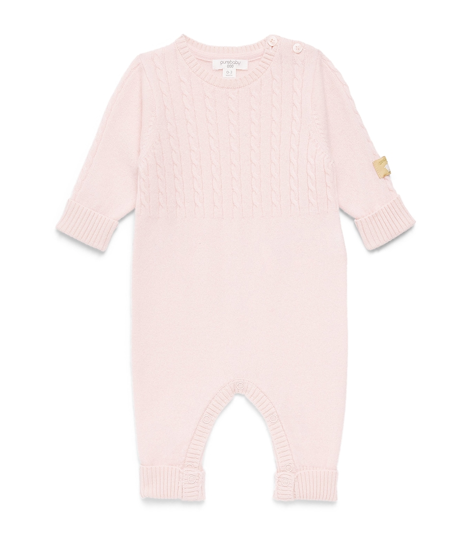 Purebaby Cashmere Cable-Knit Playsuit (0-3 Months) Pnpmel Pale Pnk Mlng