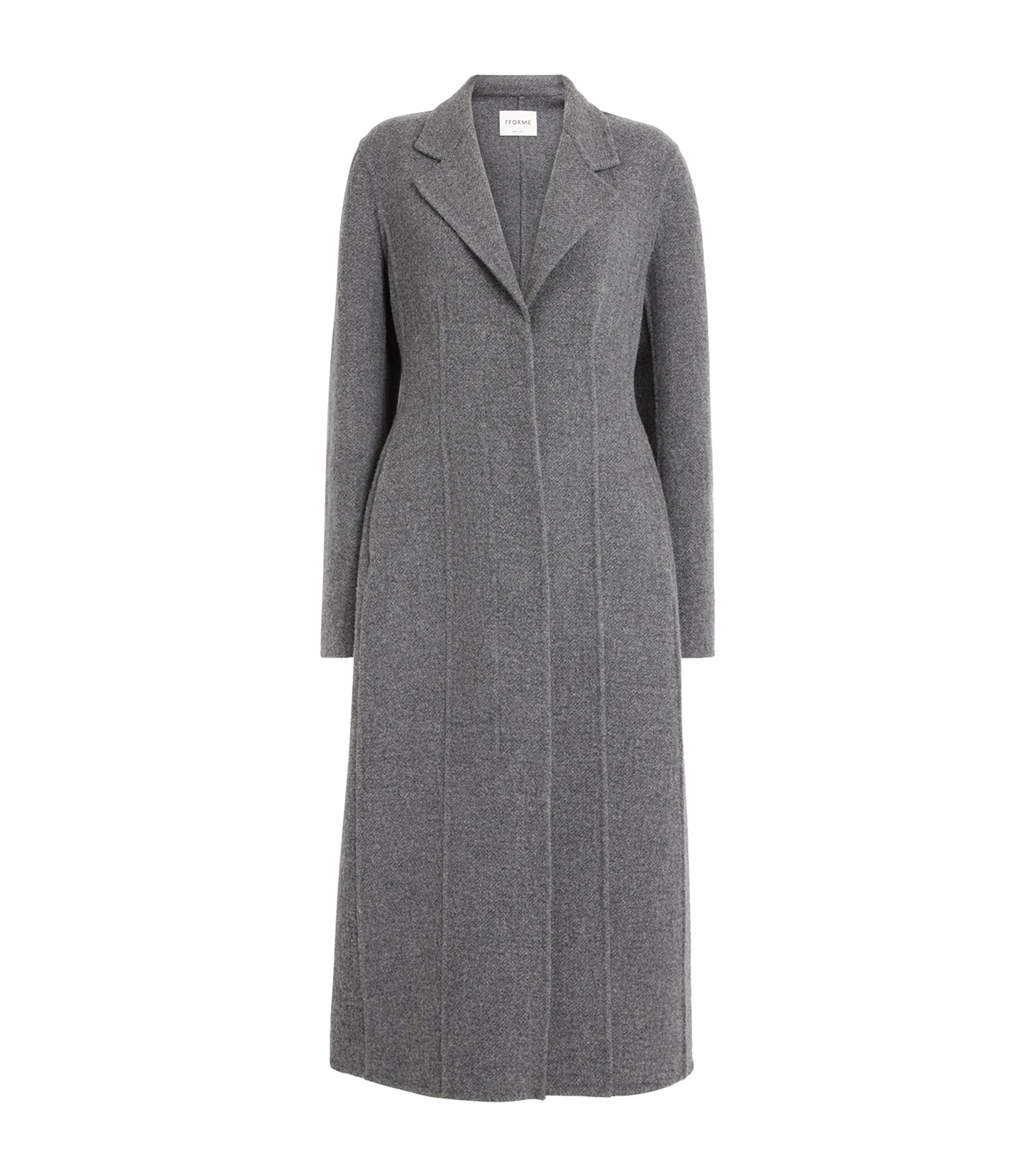 FFORME Womens Wool Noah Longline Trench Coat Mid Grey