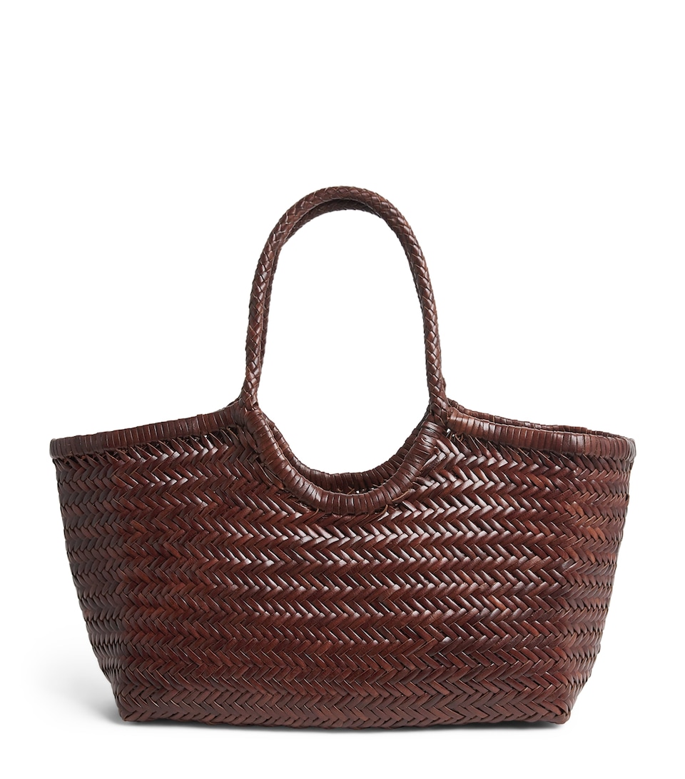 Large Leather Woven Nantucket Tote Bag