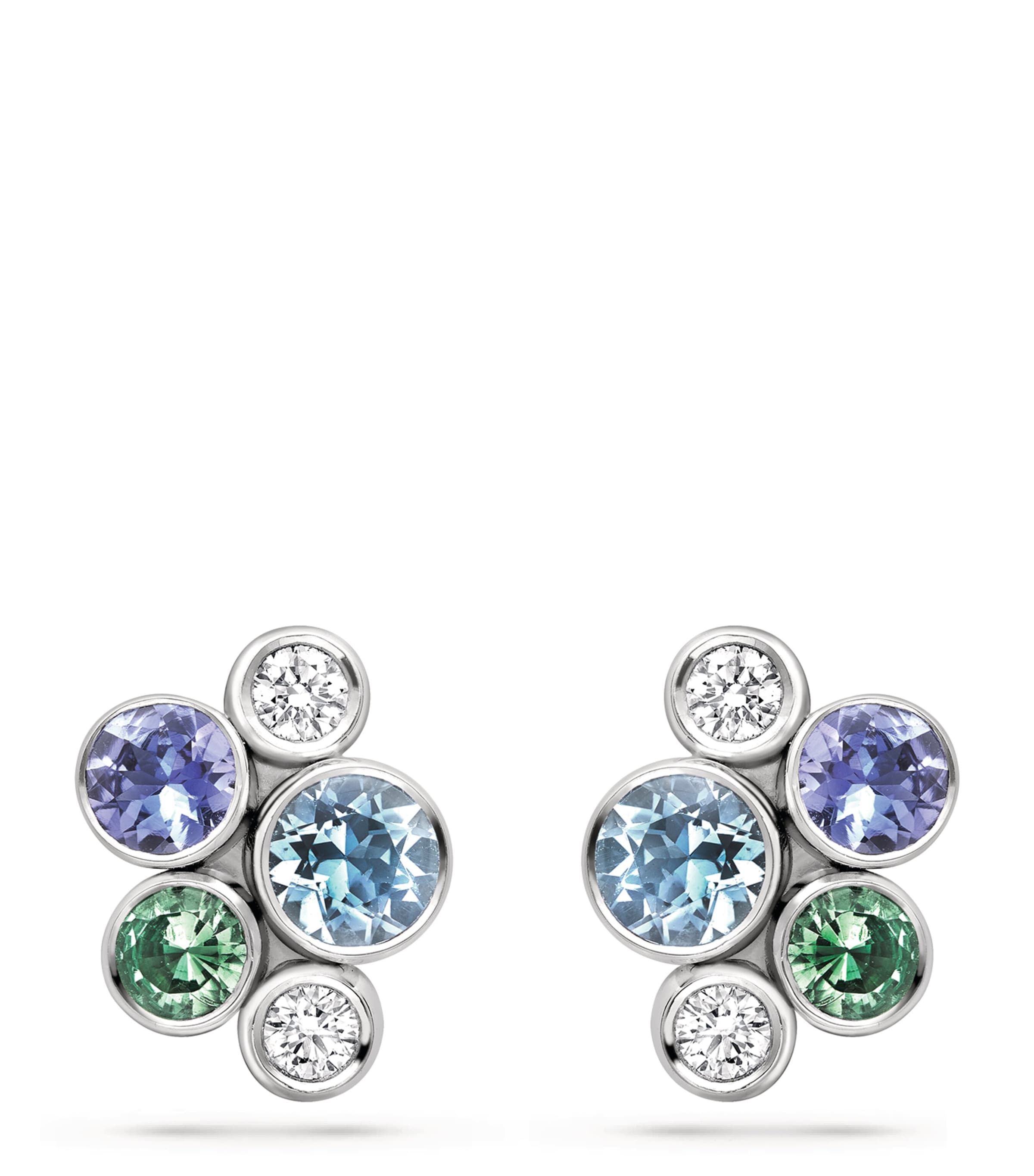 White Gold and Diamond Raindance Watercolour Cluster Stud Earrings