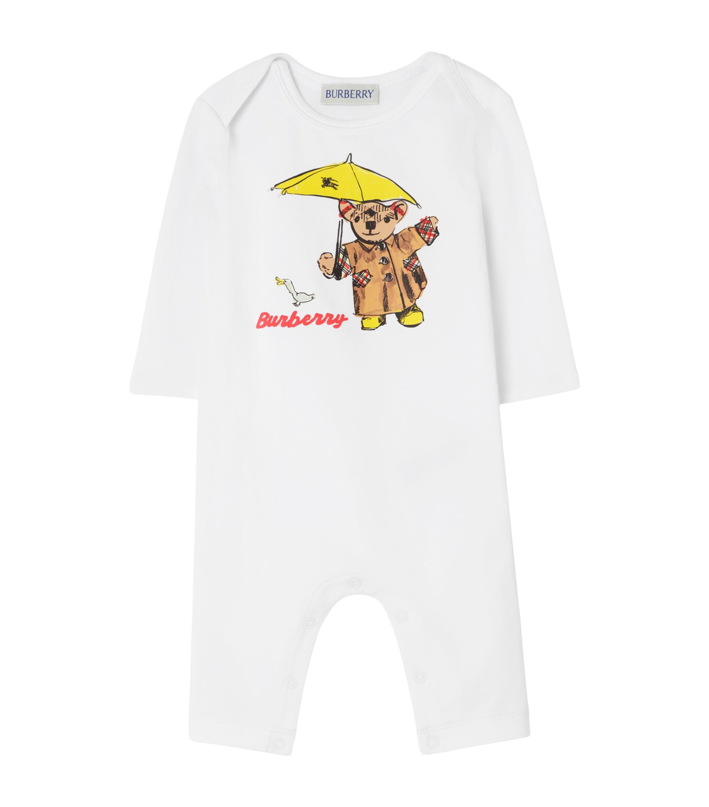 Burberry Kids Cotton-Blend Thomas Bear Playsuit (1-18 Months) White