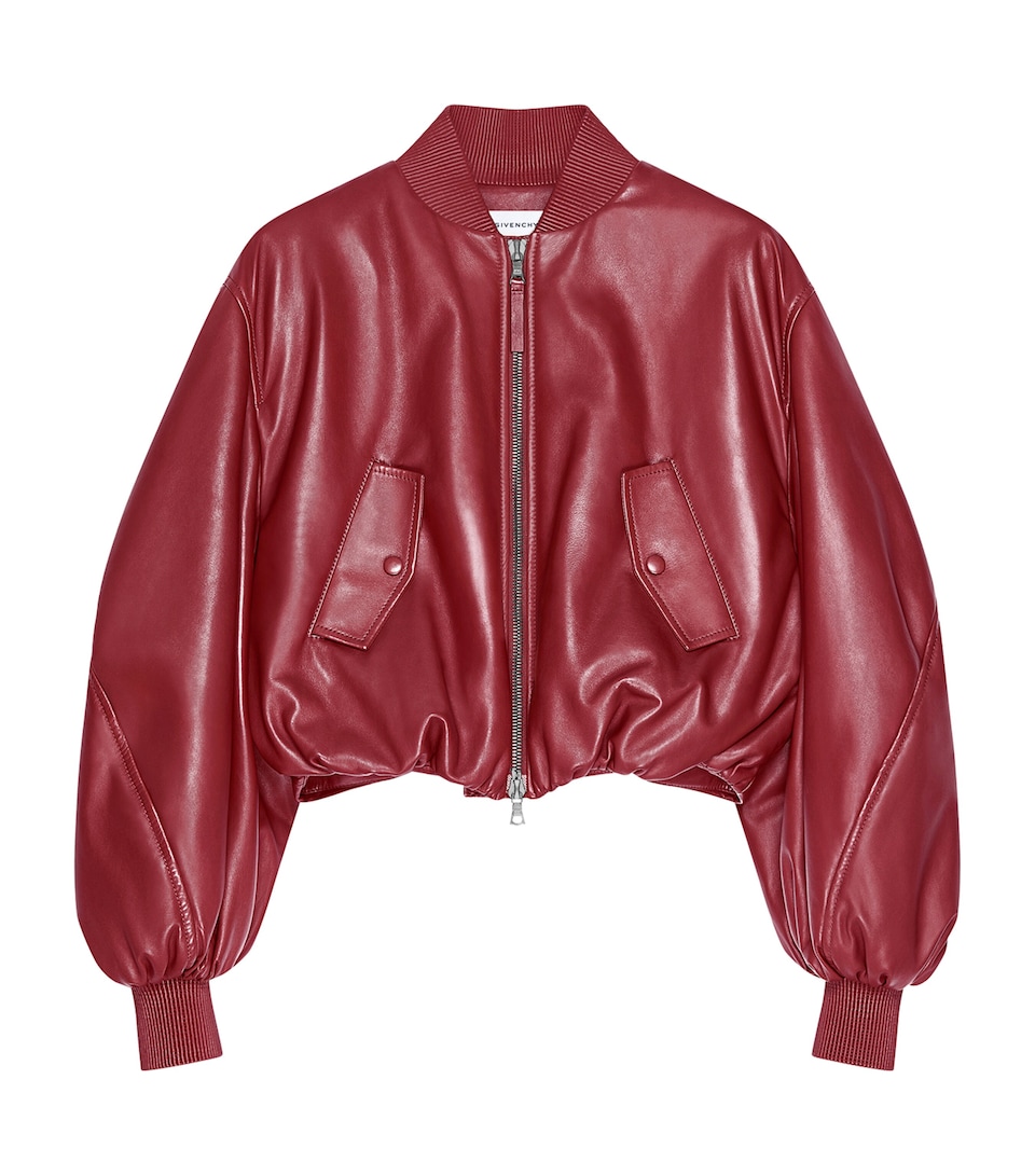Givenchy Womens Leather Cropped Cocoon Bomber Jacket