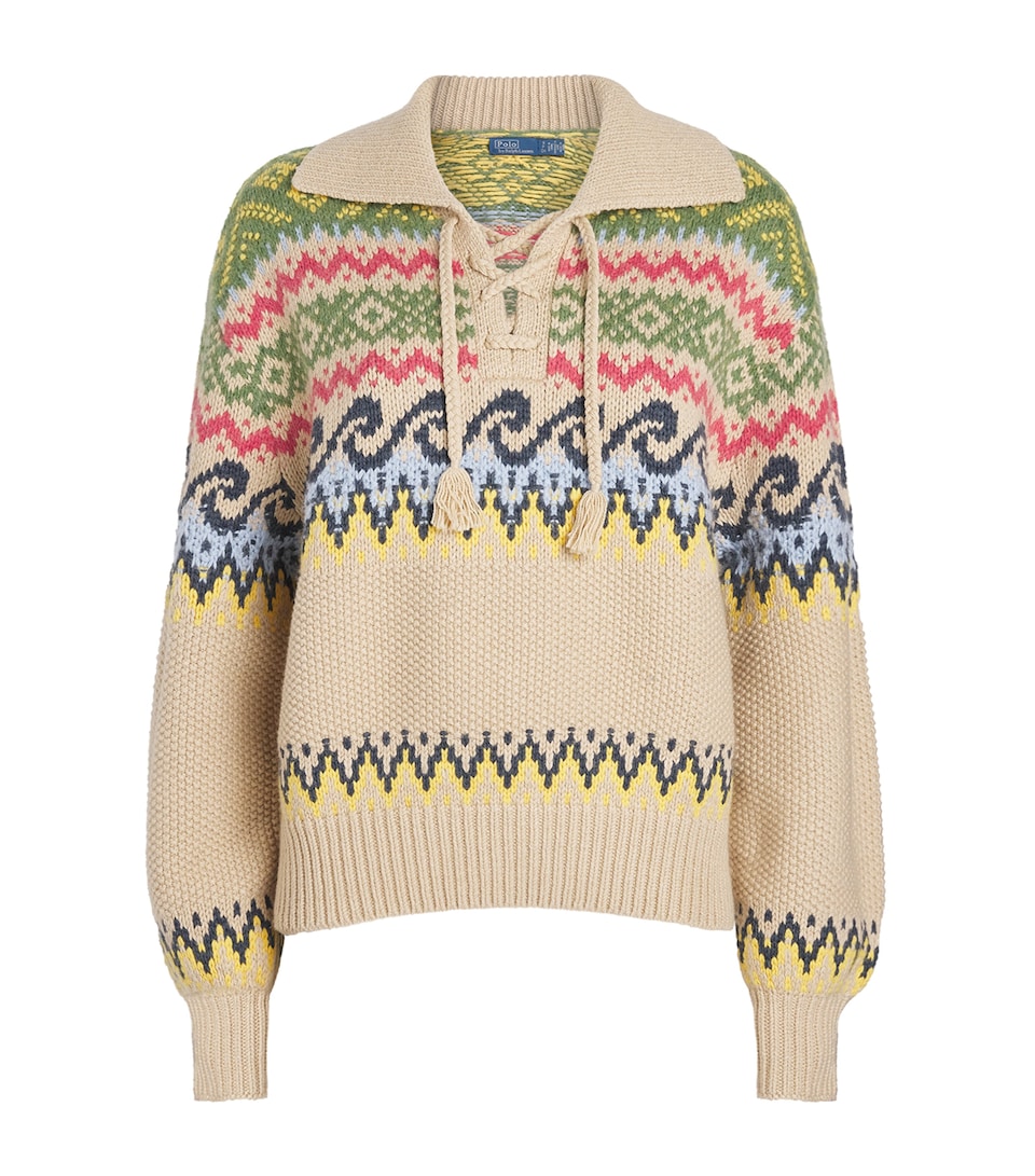 Cotton-Wool-Blend Fair Isle Sweater