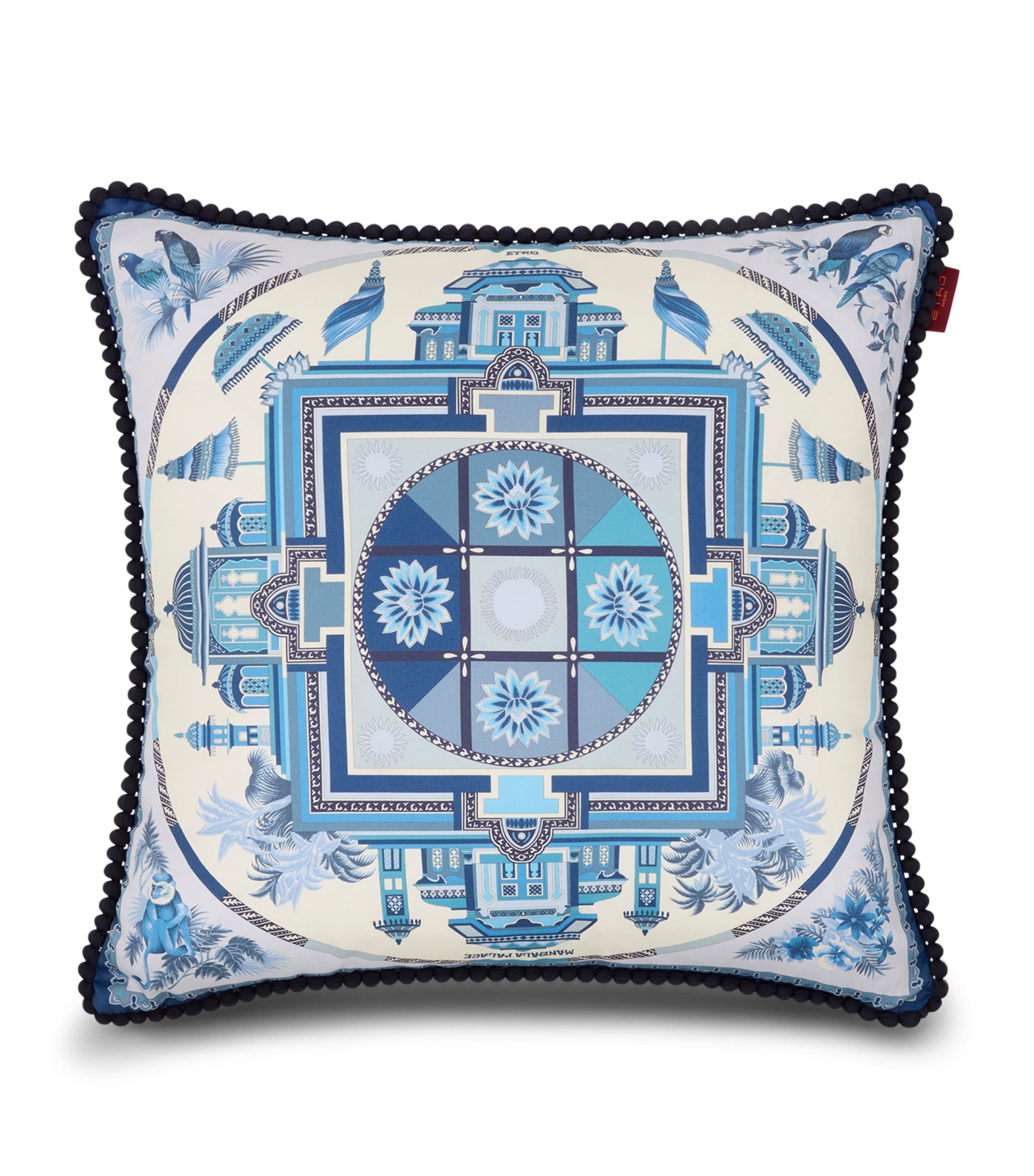 Etro Mandala Print Shanti Cushion (45cm x 45cm) Print On Blue Base