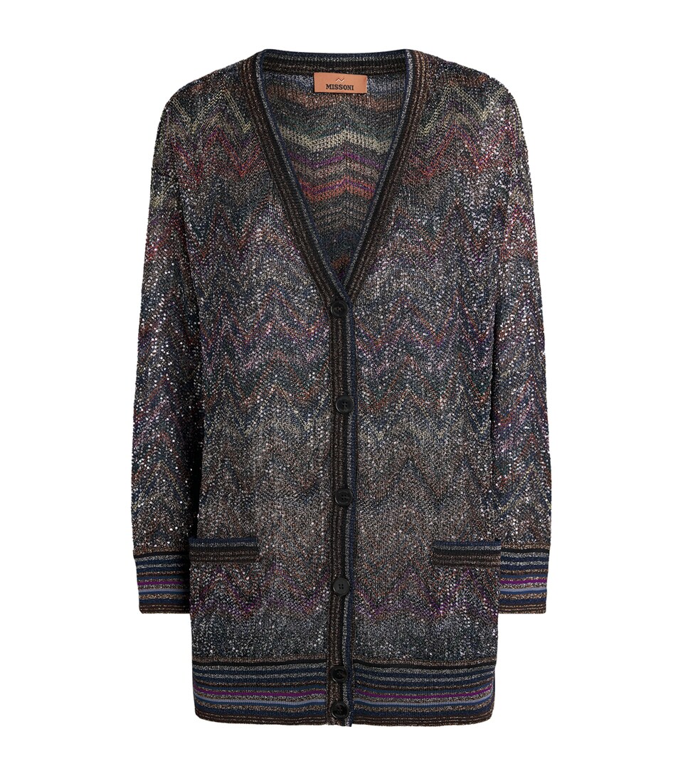 Zigzag Button-Up Cardigan