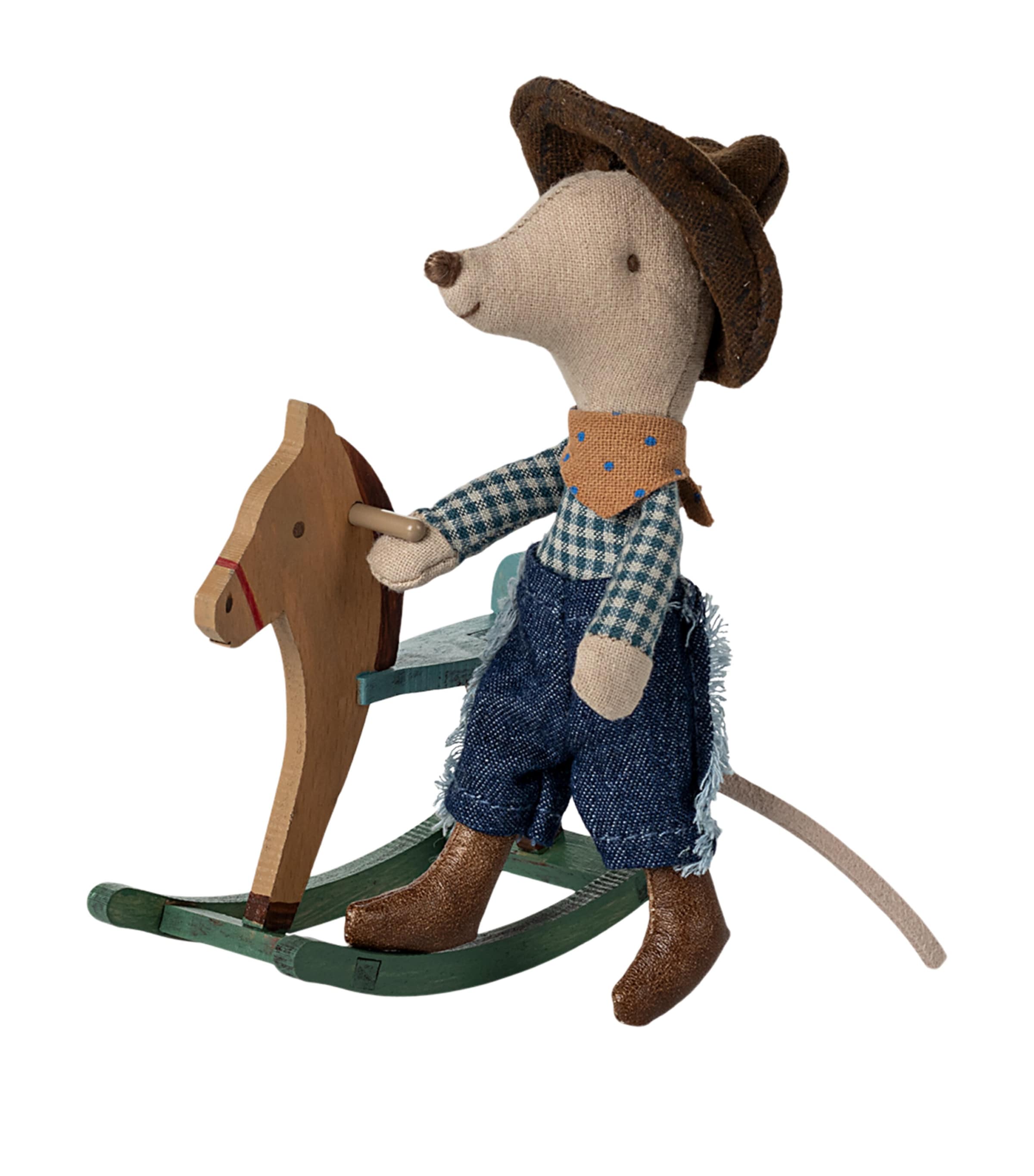 Cowboy Mouse with Rocking Horse (12cm)