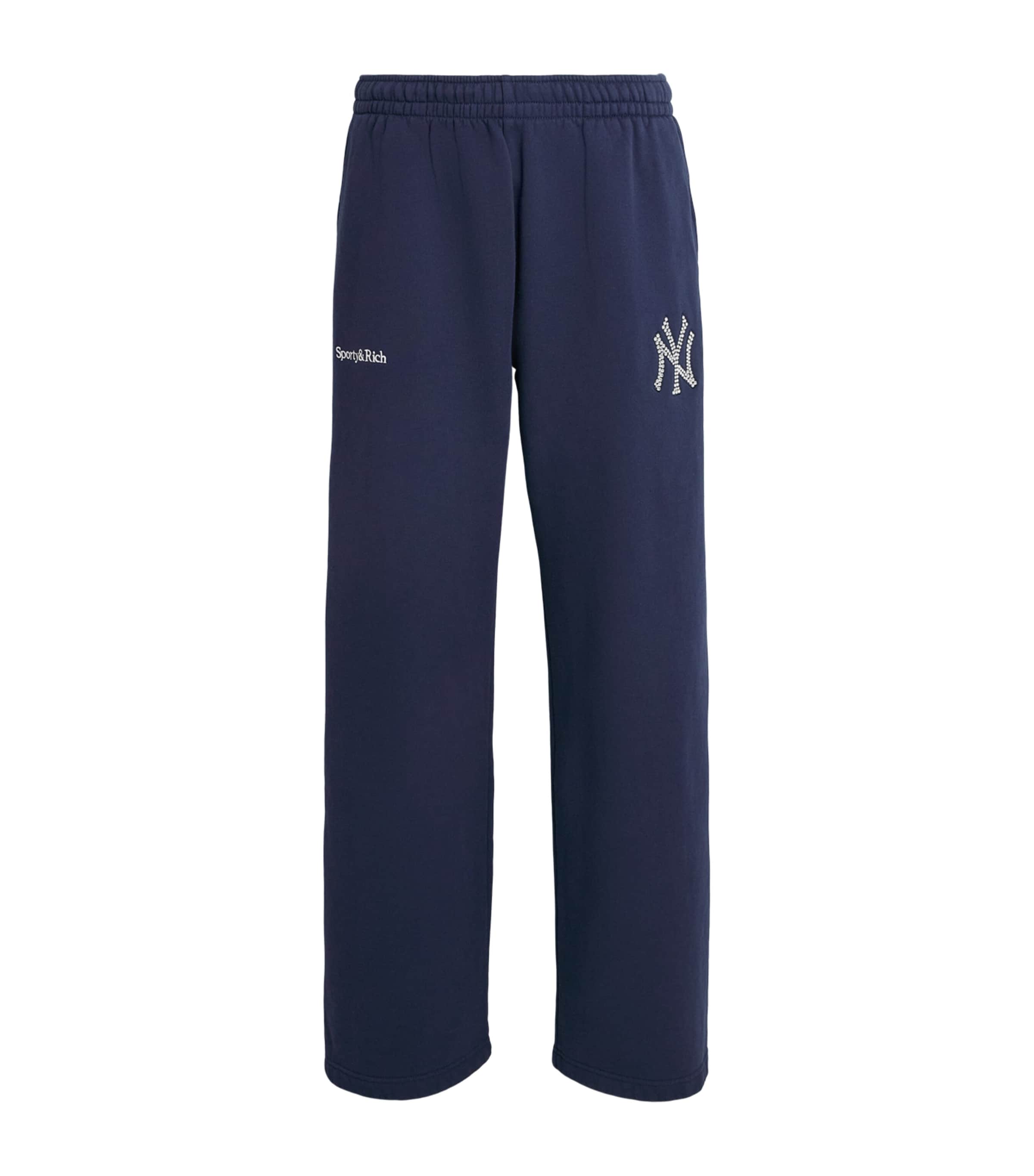Sporty & Rich Womens x The New York Yankees Embellished Sweatpants Dark Navy/white