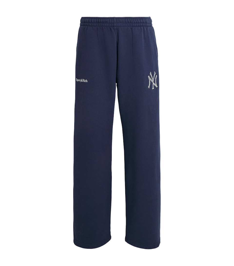 Sporty & Rich Womens x The New York Yankees Embellished Sweatpants Dark Navy/white