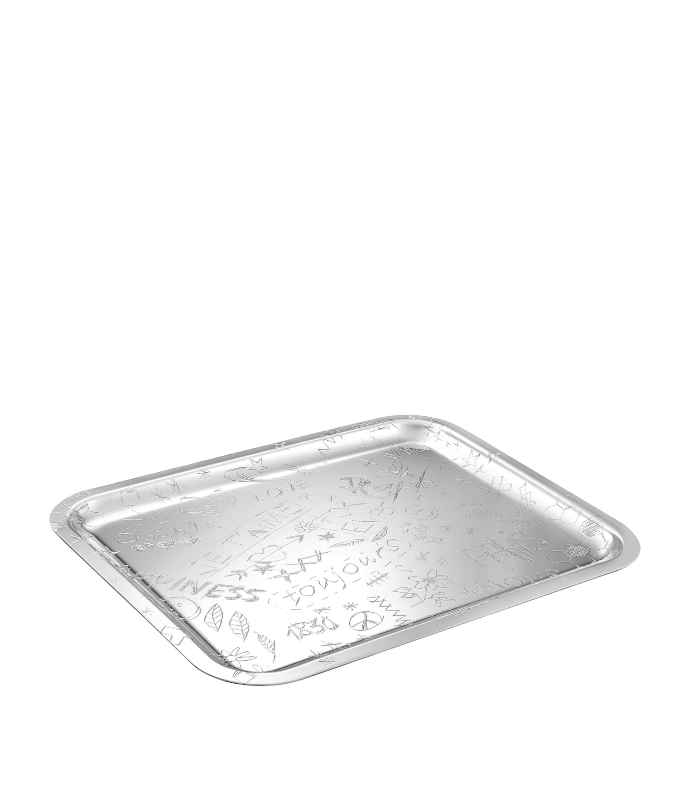 Christofle Silver-Plated Graffiti Tray (36cm x 28cm) Silver