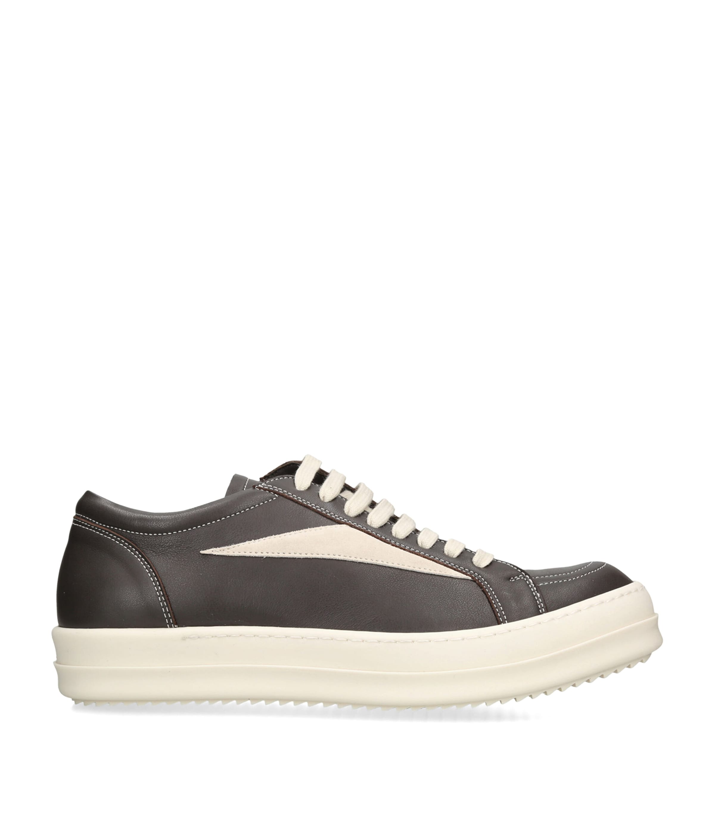 Rick Owens Leather Vintage Sneakers Grey/dark
