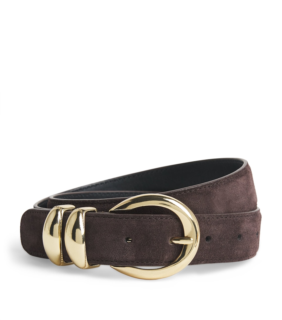 Sandro Paris Suede Buckle Belt Brown