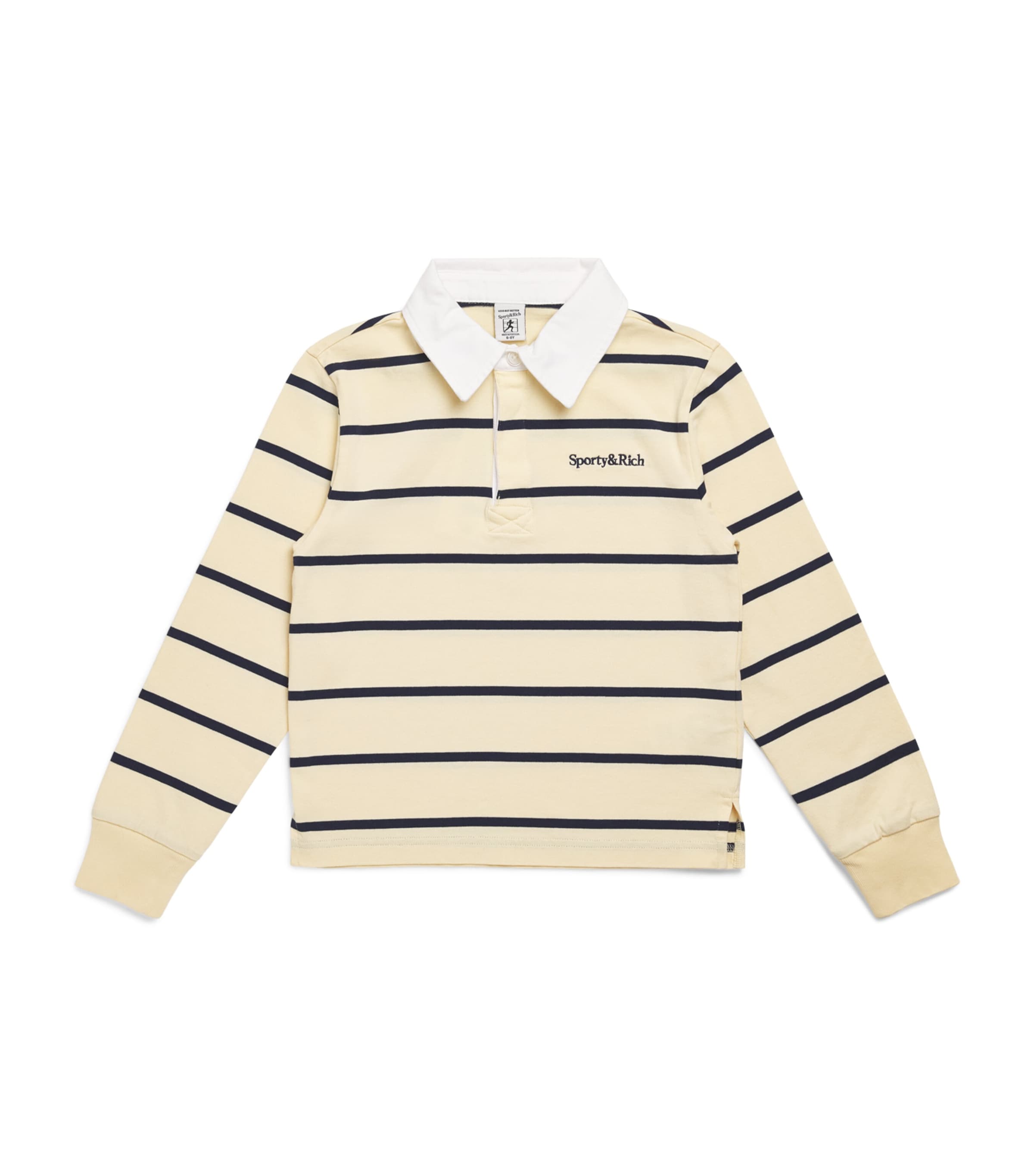 SPORTY & RICH KIDS Cotton Logo Rugby Shirt (2-14 Years) Almond/navy/navy