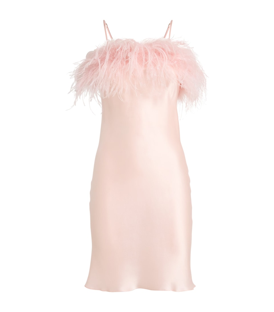 Silk-Ostrich Feather Slip Dress