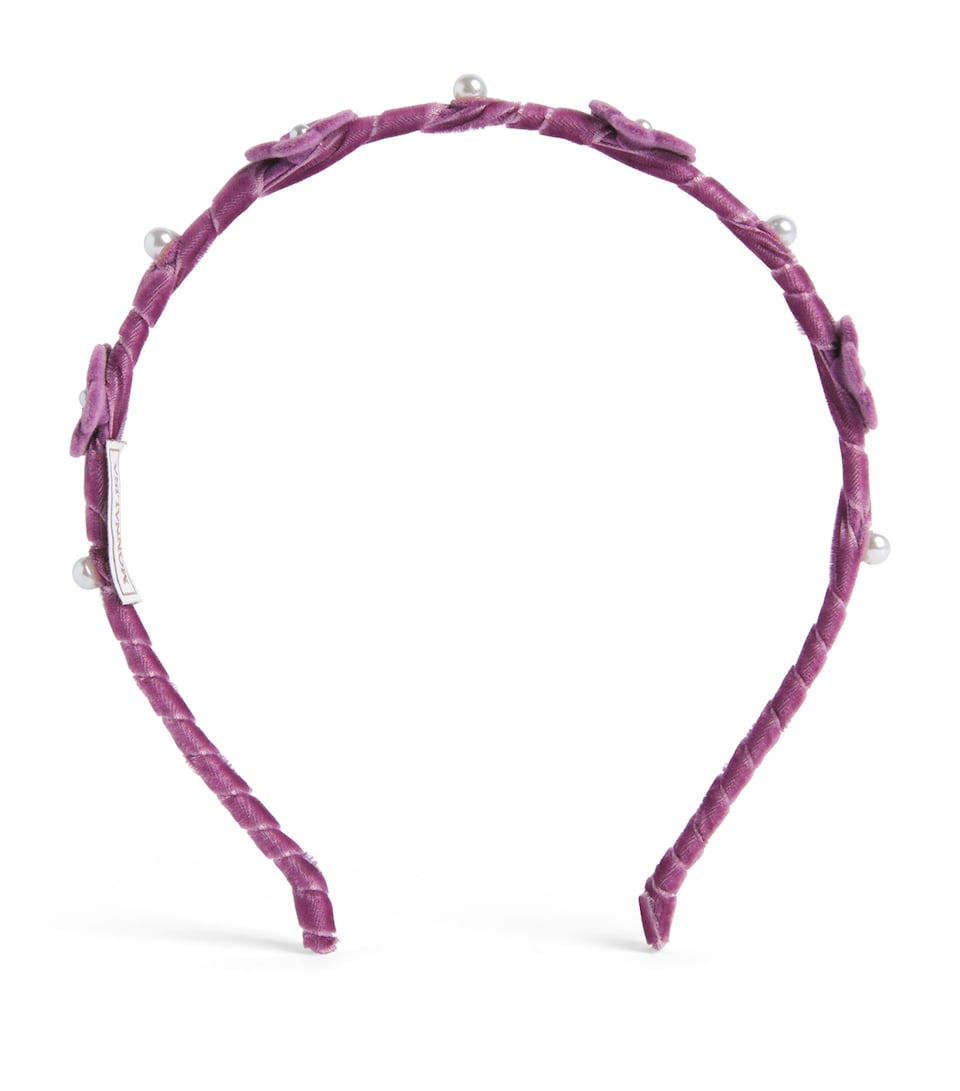 Monnalisa Velvet Flower-Detail Headband Susina