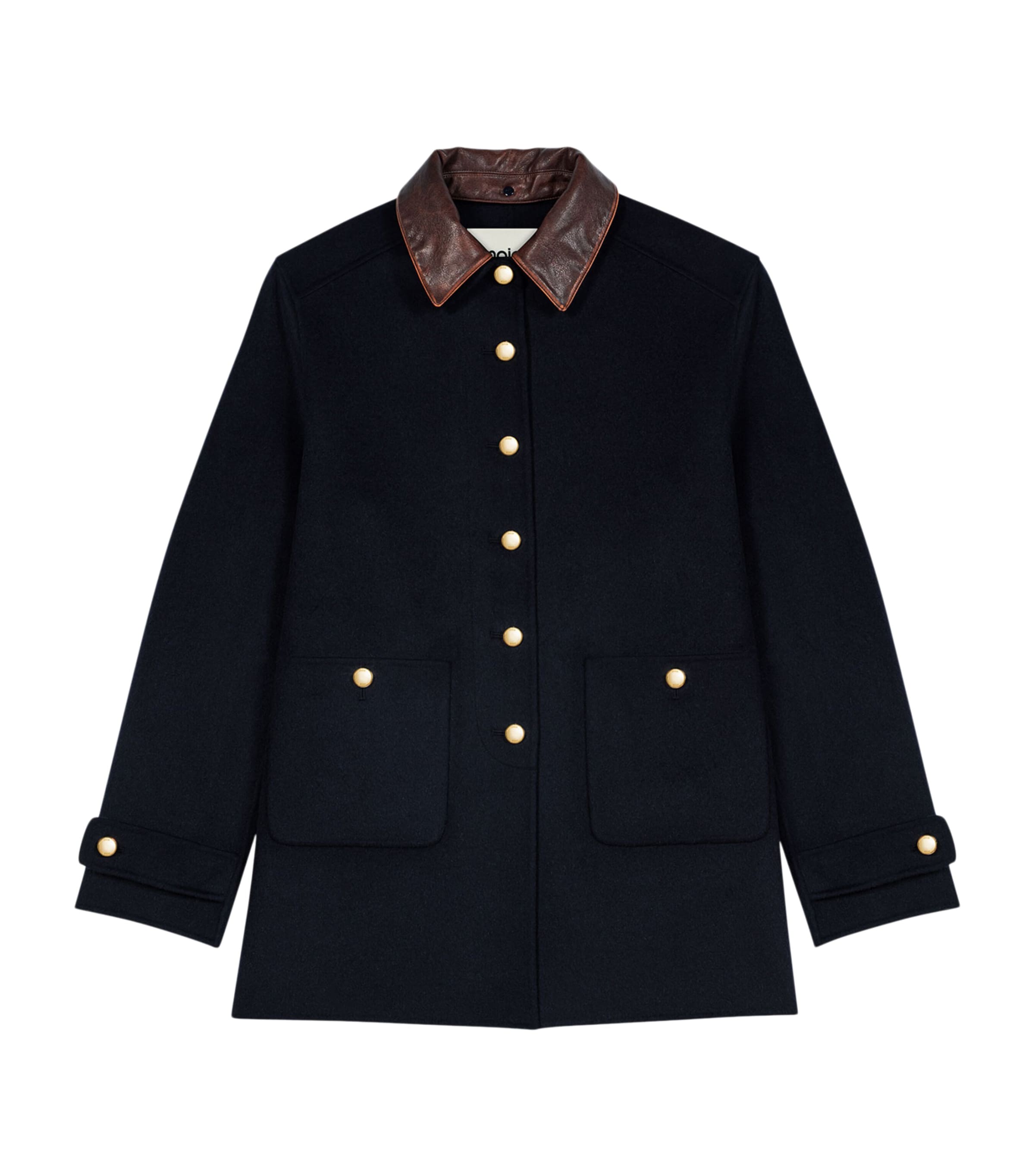 Maje Womens Wool-Blend Collared Jacket Navy