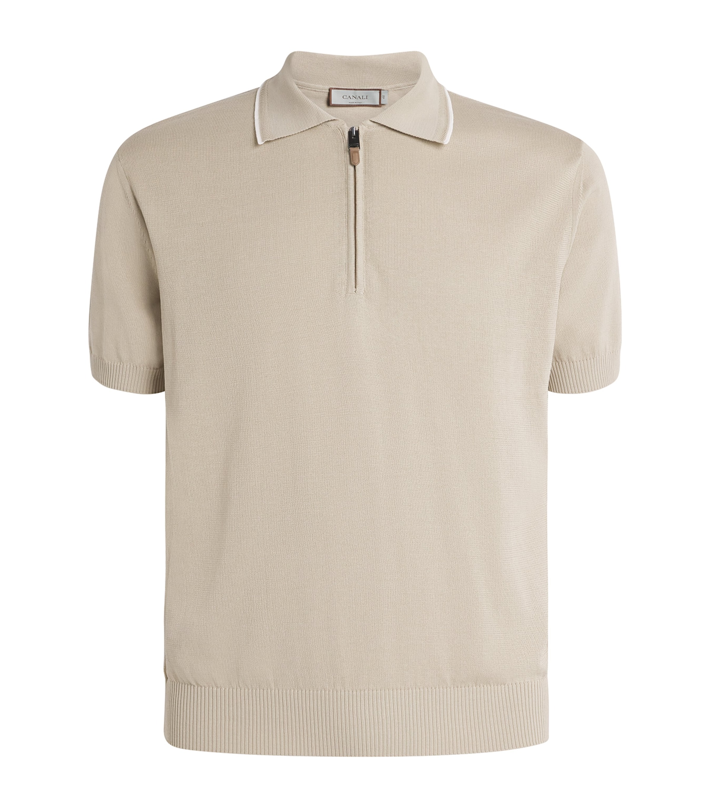 Cotton Zipped Polo Shirt