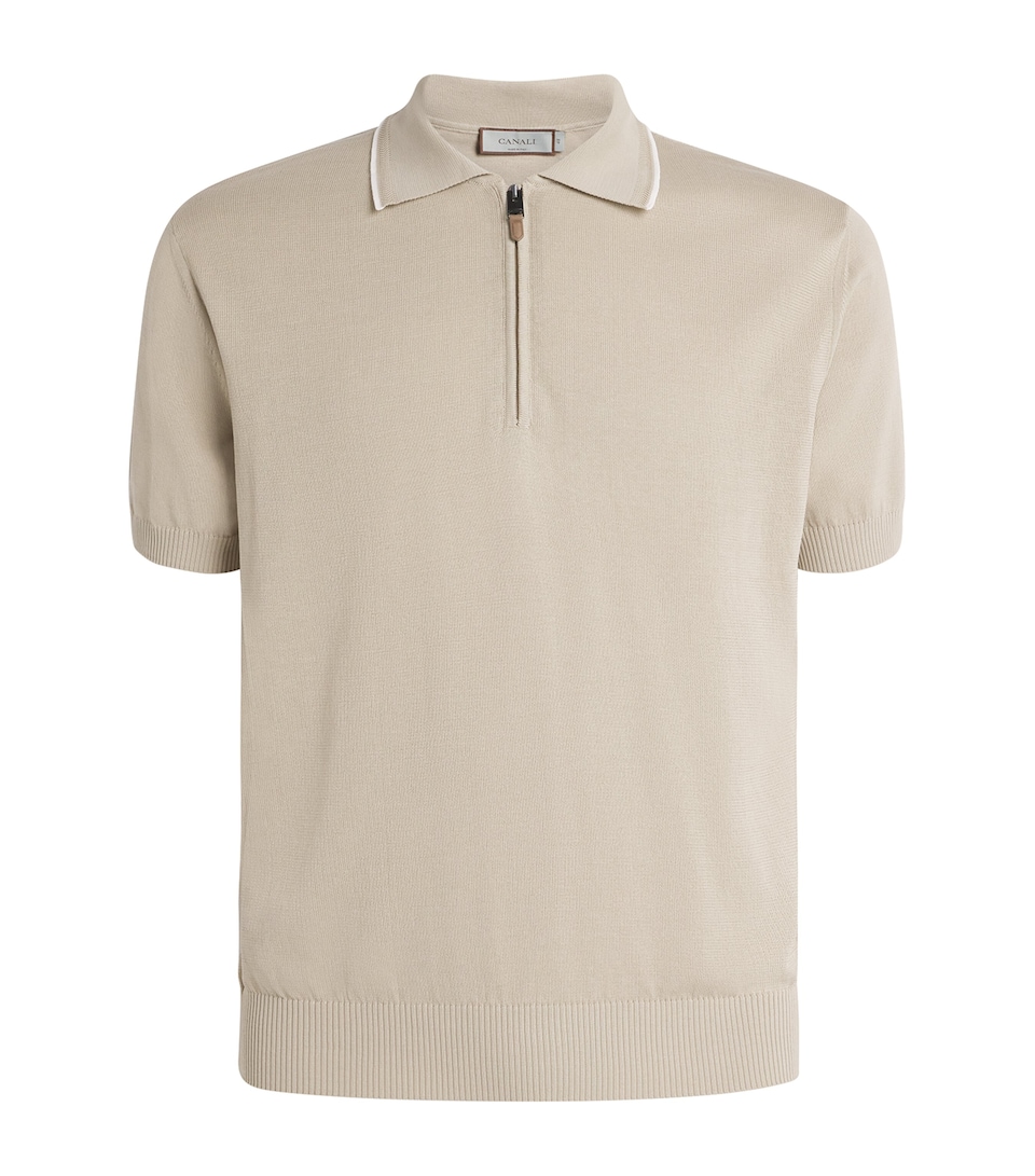 Cotton Zipped Polo Shirt