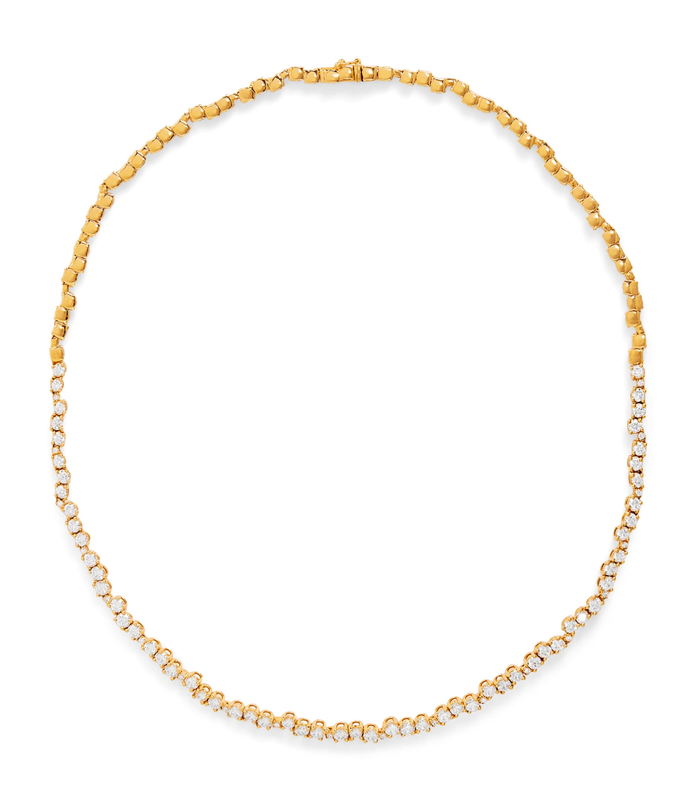 Yellow Gold and Diamond Deco Tennis Necklace