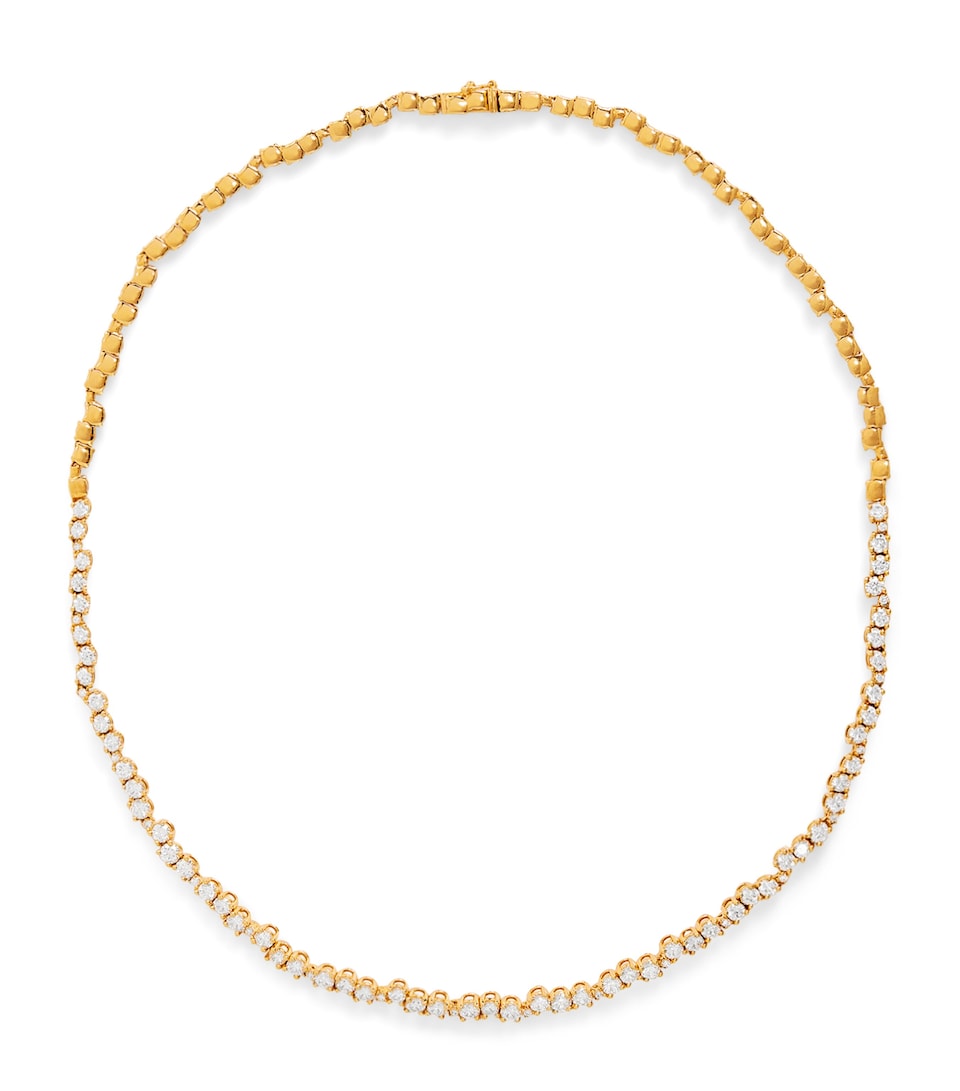 Yellow Gold and Diamond Deco Tennis Necklace