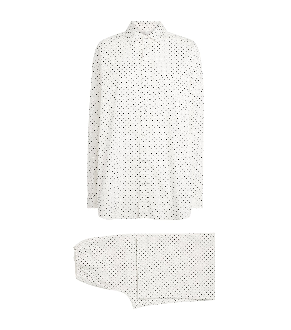 Skims Womens Cotton-Blend Polka-Dot Long-Sleeve Pyjama Set Onyx Dot Print