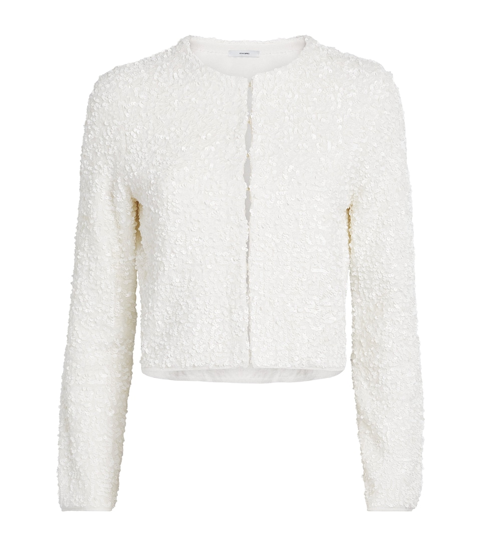 Adam Lippes Womens Sequin Knit Raya Cardigan Ivory