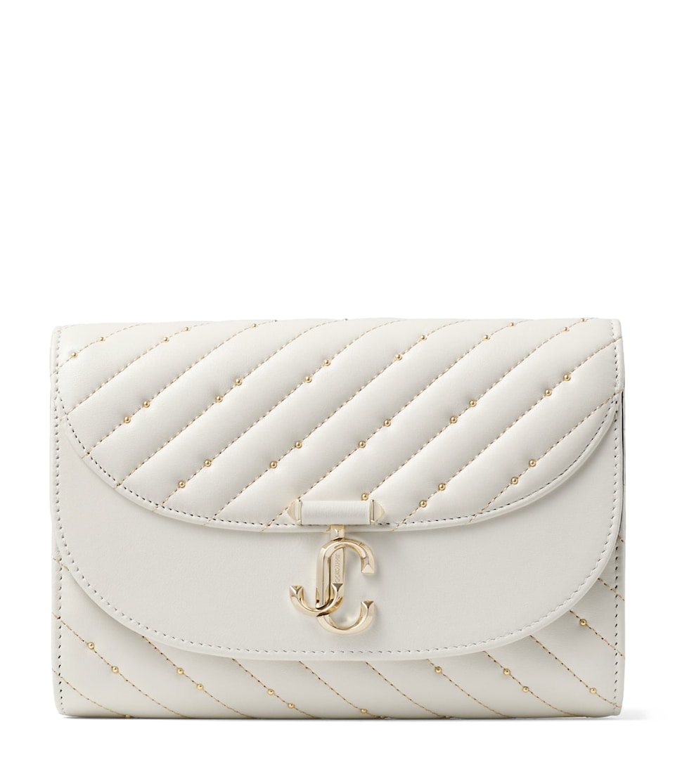 Jimmy Choo Leather Curve Clutch Bag Latte/shiny Gold