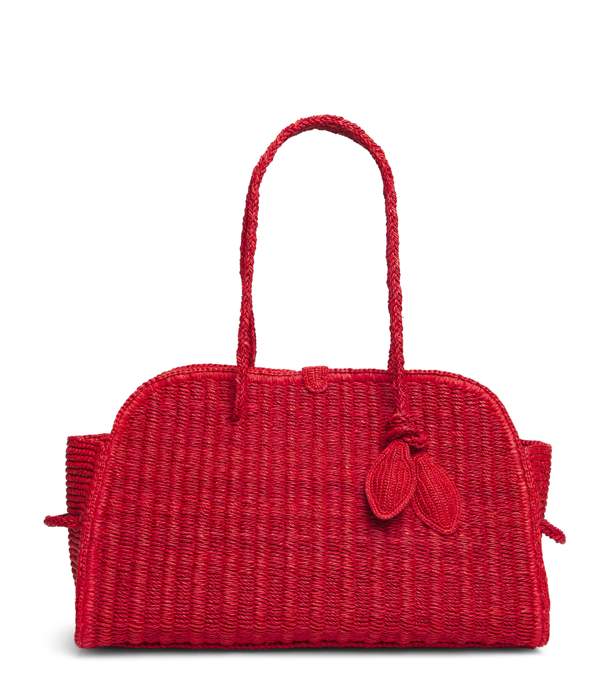 Jacquemus Raffia Turismo Top-Handle Bag Red
