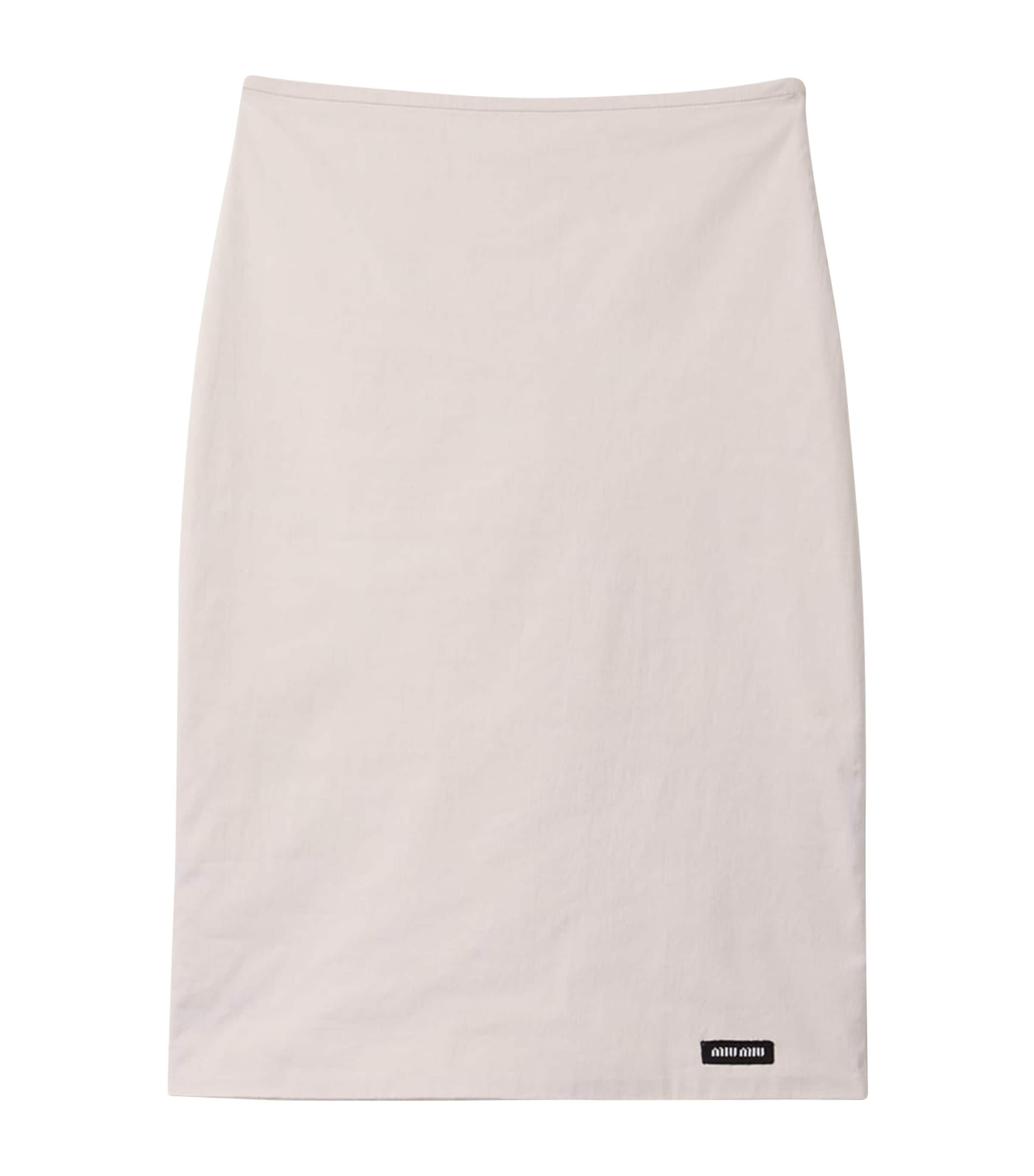 Miu Miu Womens Stretch-Poplin Midi Skirt Neutral