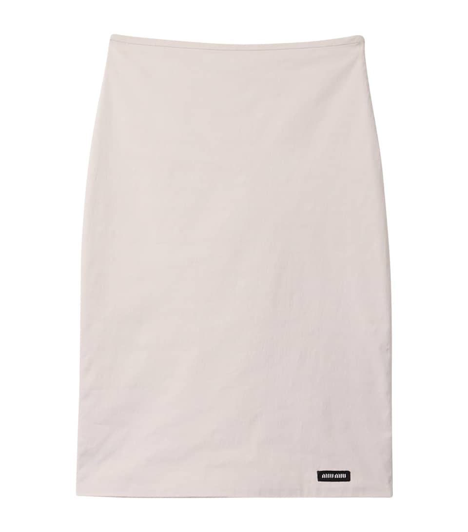 Miu Miu Womens Stretch-Poplin Midi Skirt Neutral
