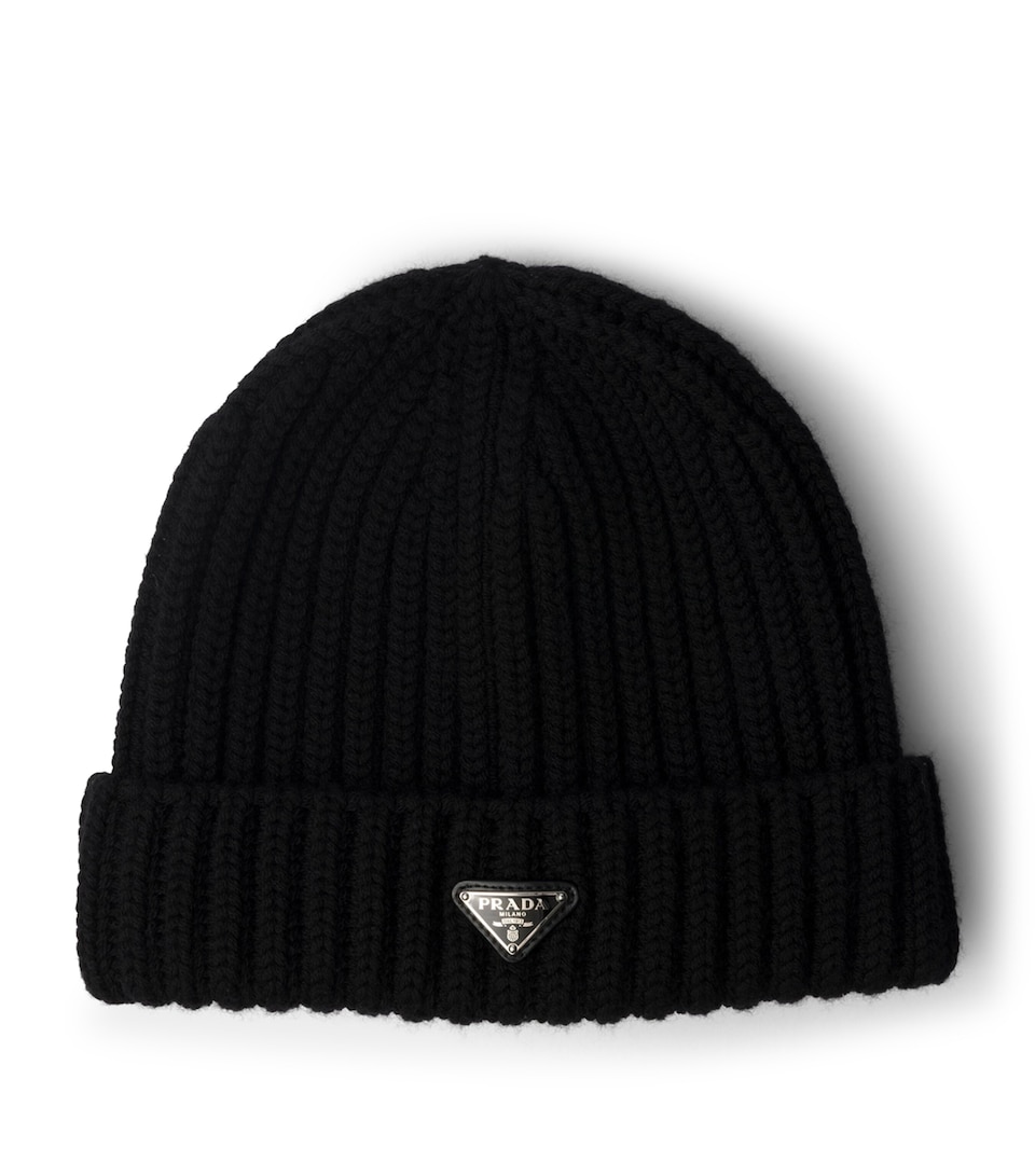 Prada Wool Logo Beanie Black