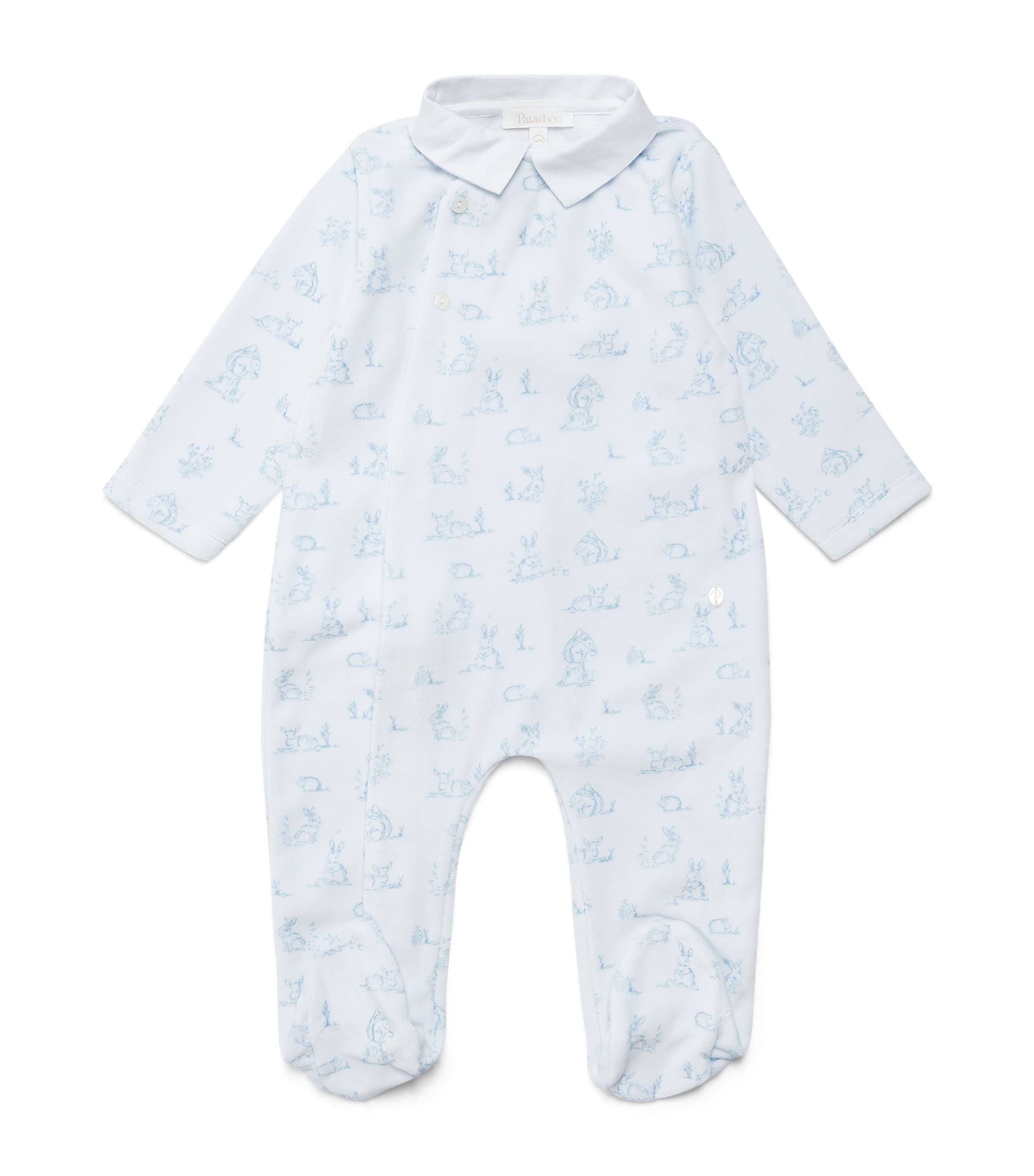 Patachou Collar Printed All-In-One (0-24 Months) Blue Indigo