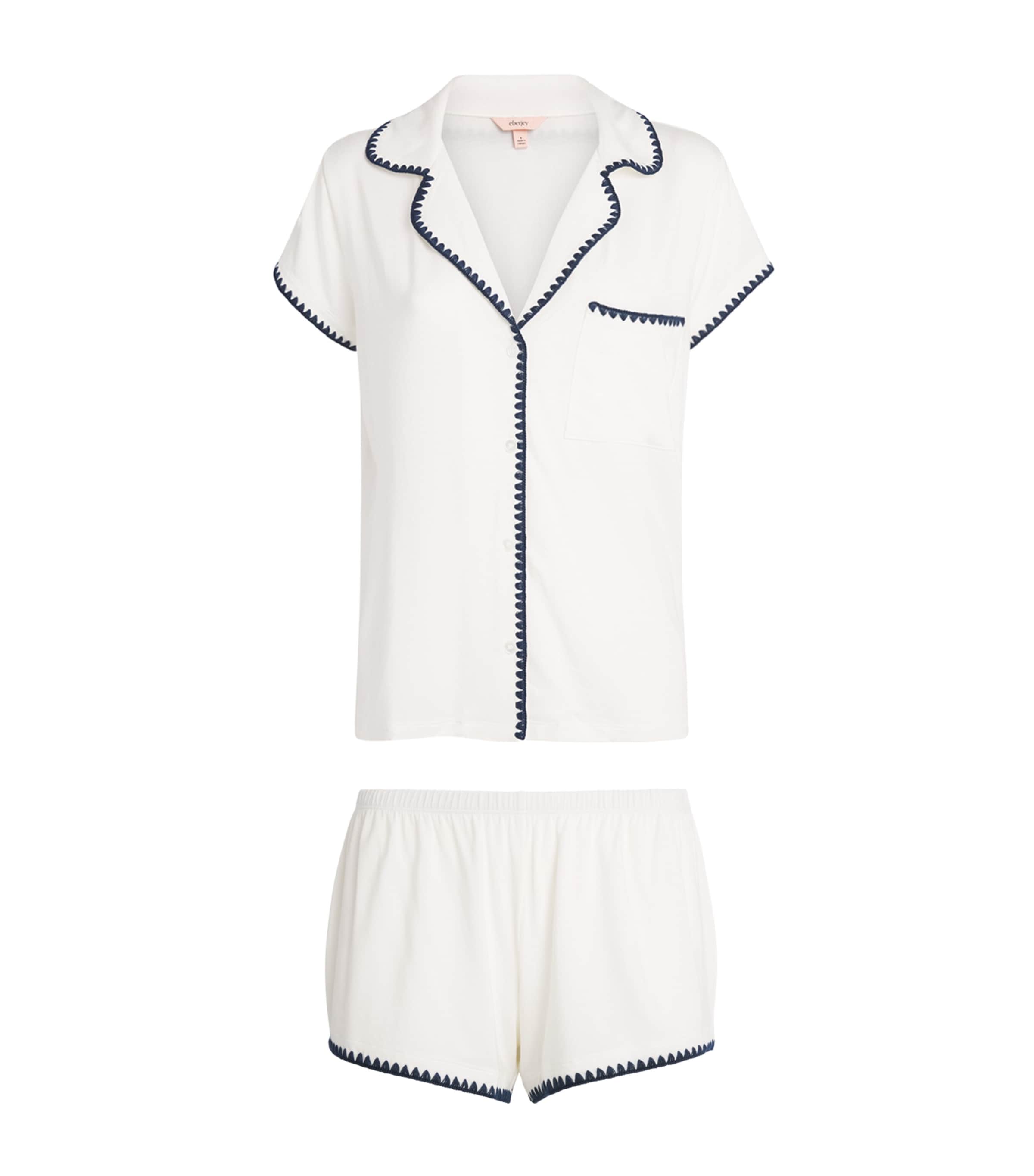 Eberjey Womens Frida Short Pyjama Set Ivory/navy