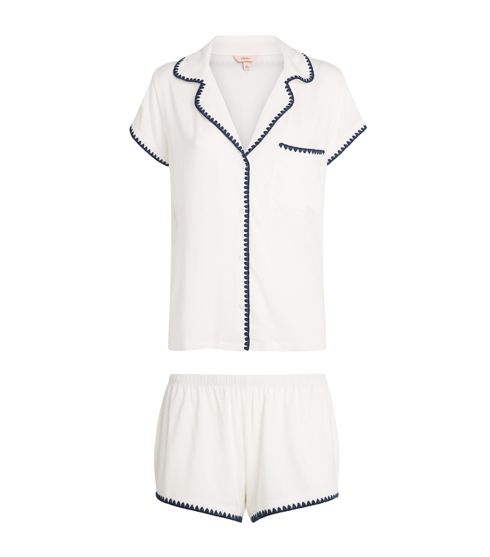Eberjey Womens Frida Short Pyjama Set Ivory/navy