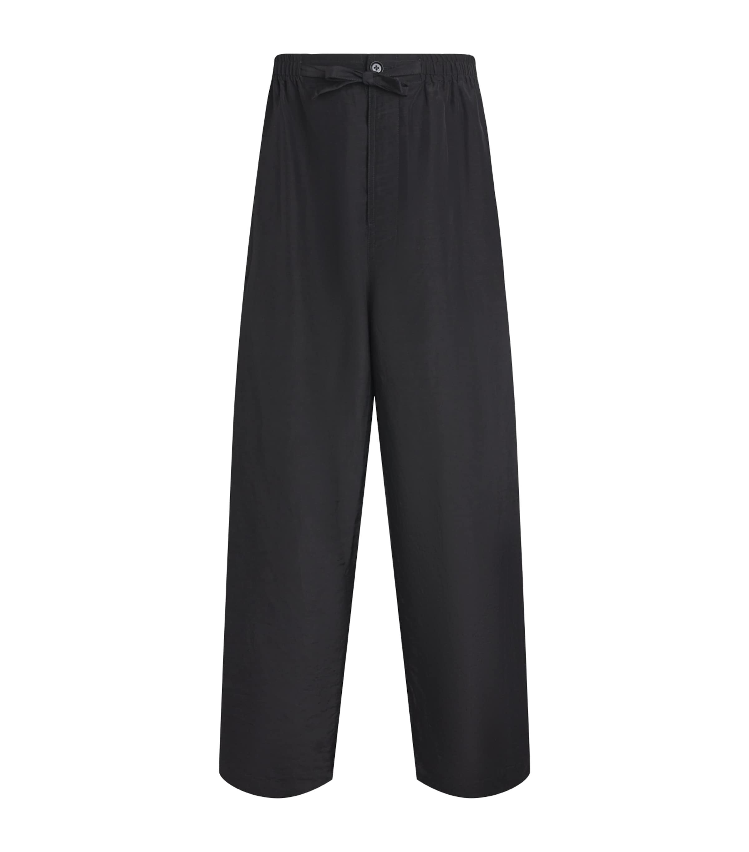 Lemaire Mens Cotton Twill Wide-Leg Trousers Black/