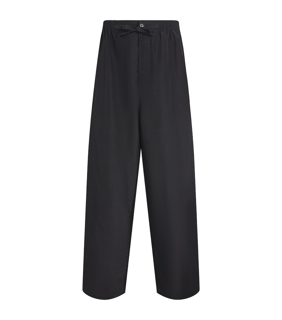 Lemaire Mens Cotton Twill Wide-Leg Trousers Black/