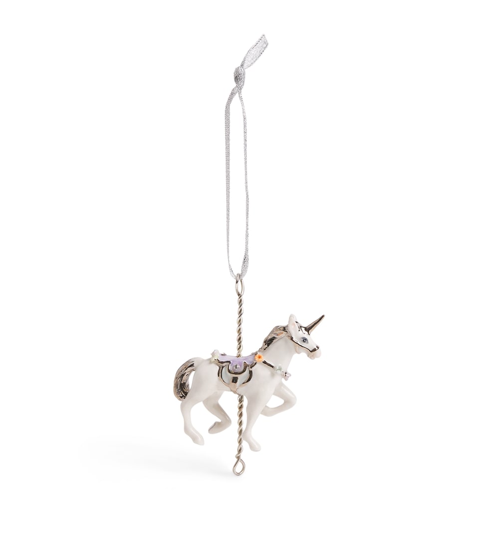 Hop Skip & Flutter Merry-Go-Round Unicorn Tree Decoration White Silver