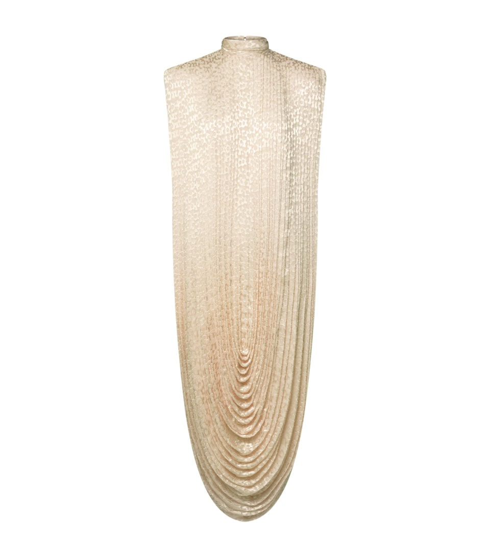 LOUIS VUITTON Womens Silk Floral Draped Midi Dress Cream