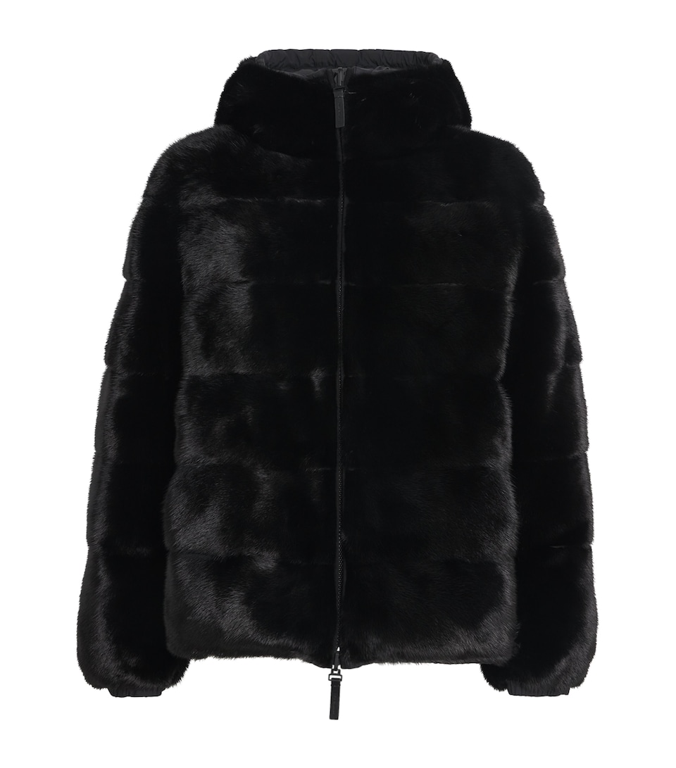 Down Mink Fur-Blend Reversible Jacket