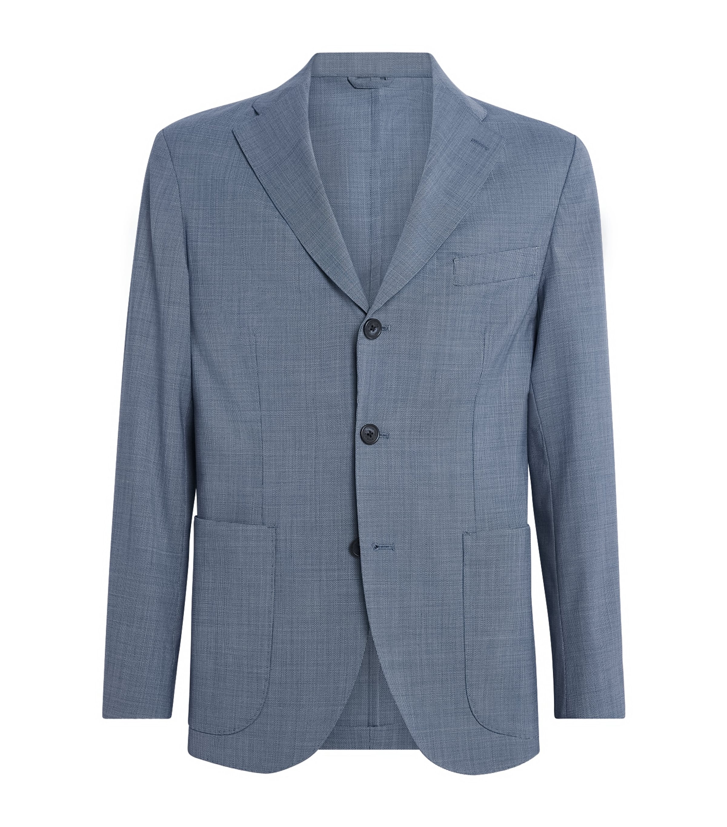 Eton Mens Lana Tech Blazer Mid Blue