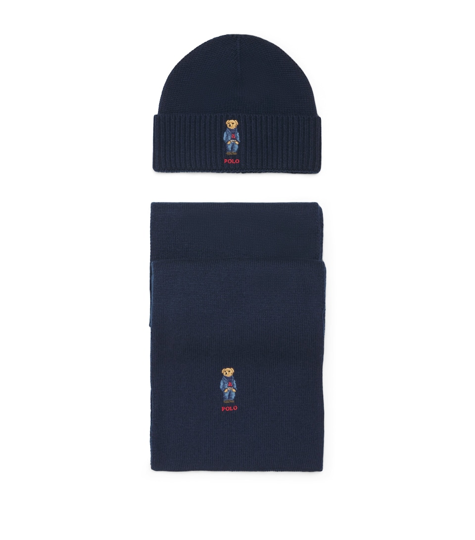 Polo Ralph Lauren Polo Bear Beanie and Scarf Gift Set Hunter Navy