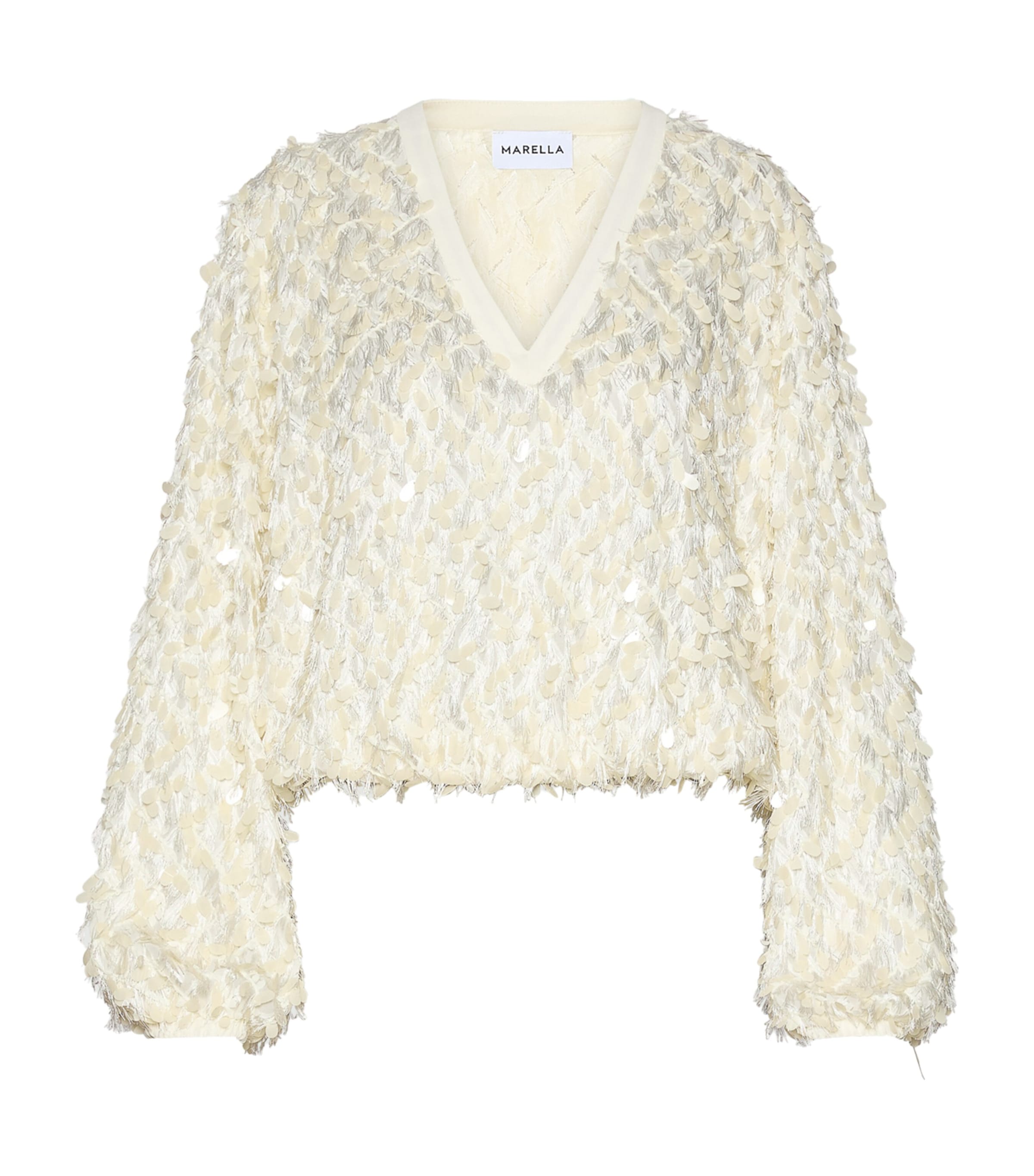Marella Womens Embellished V-Neck Blouse White