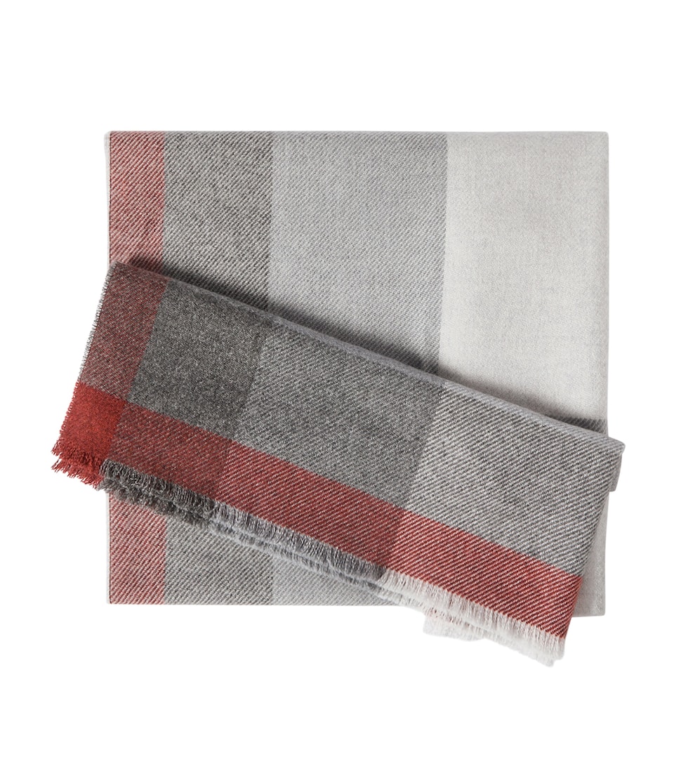Brunello Cucinelli Wool-Cashmere Striped Scarf