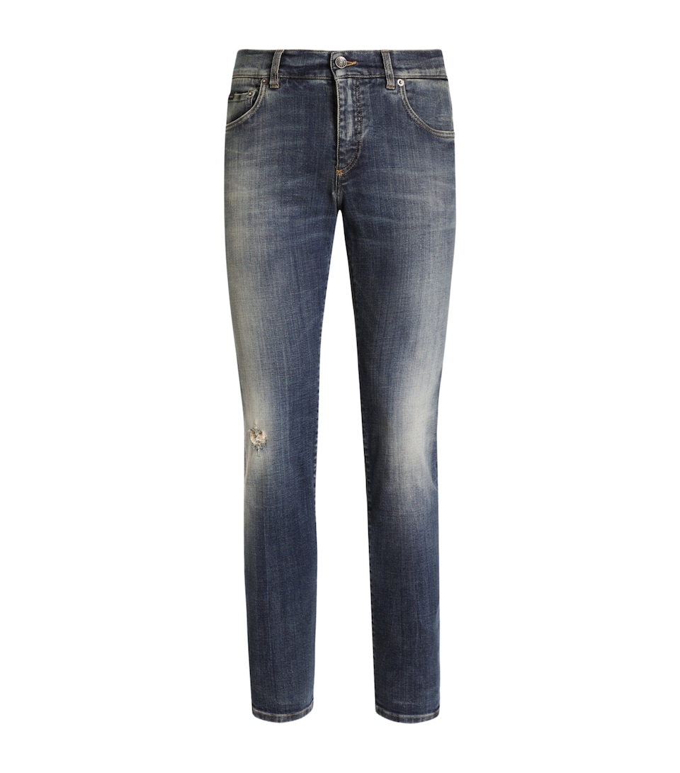 Dolce&Gabbana Mens Slim Distressed Jeans Combined Colour